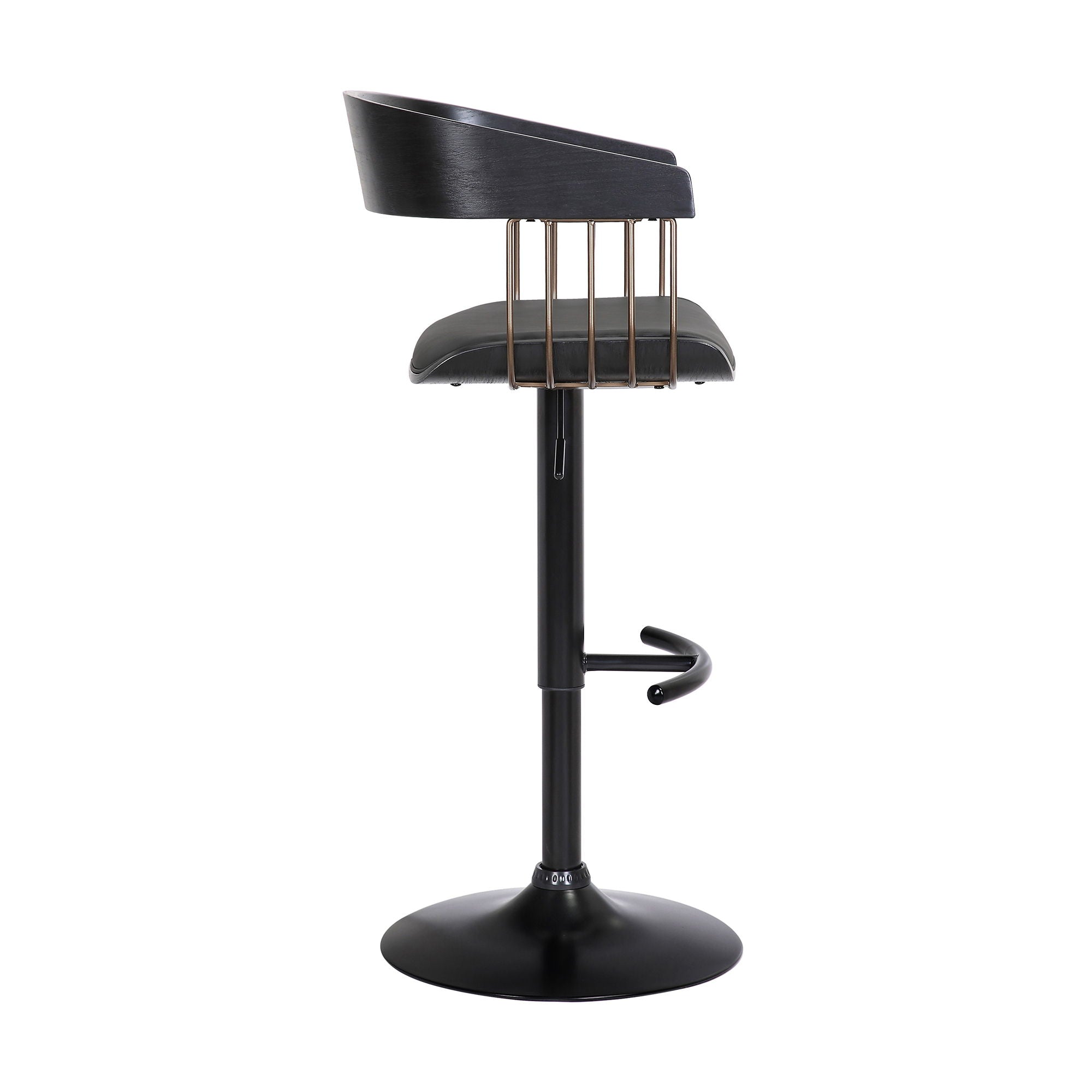 Larisa - Adjustable Black Bar Stool - Black / Golden Bronze