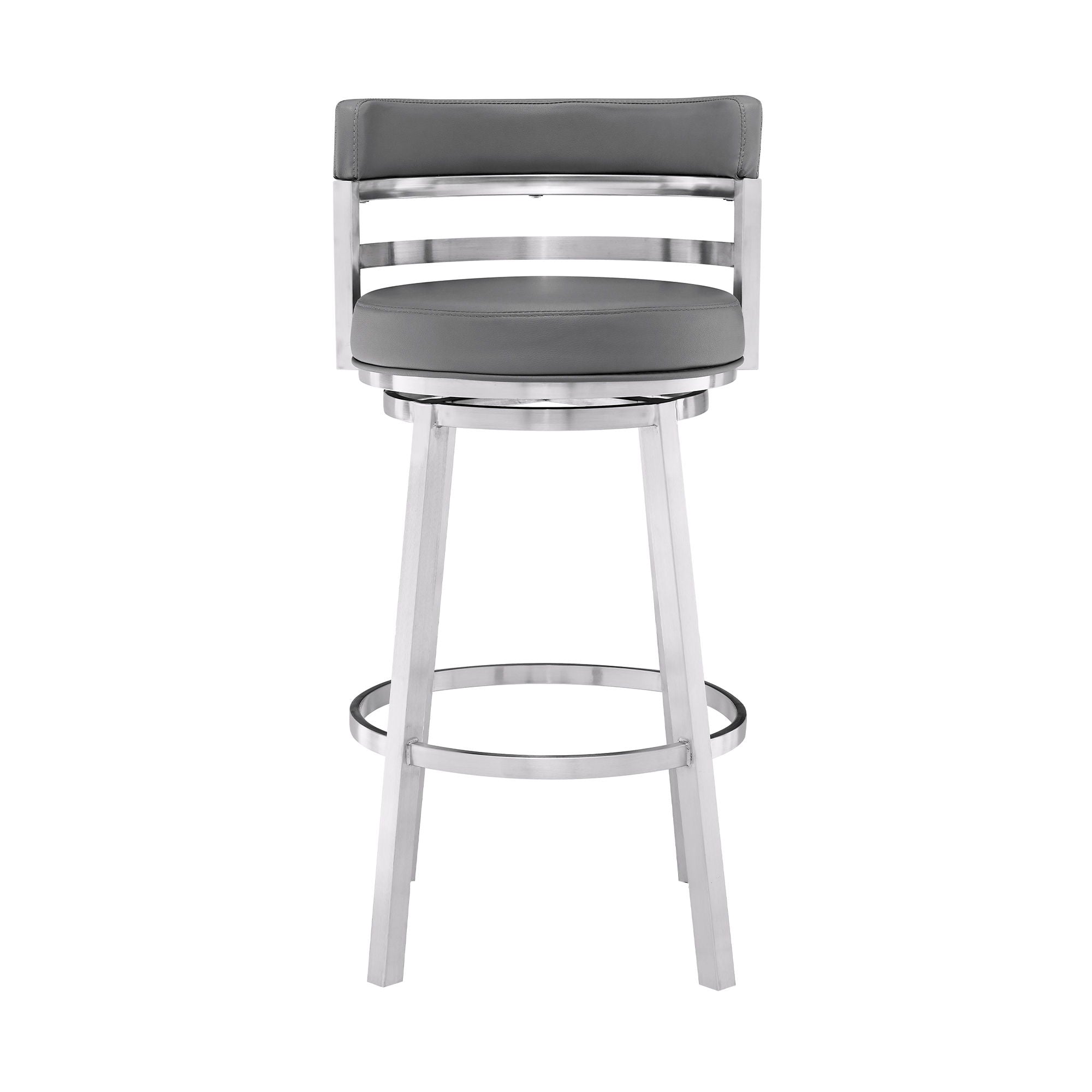 Titana - Swivel Faux Leather And Brushed Stainless Steel Bar Stool