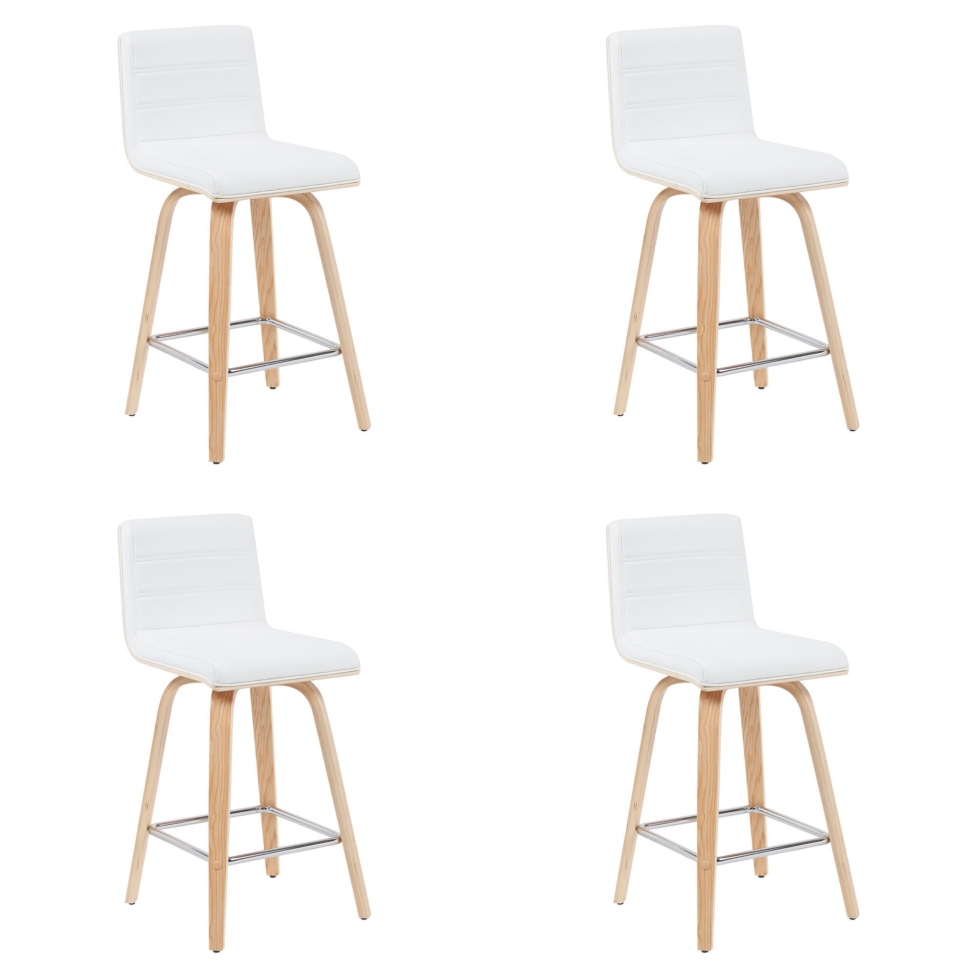 Vienna - Modern Counter Height Swivel Bar Stool - Patterned Oak Wood Frame