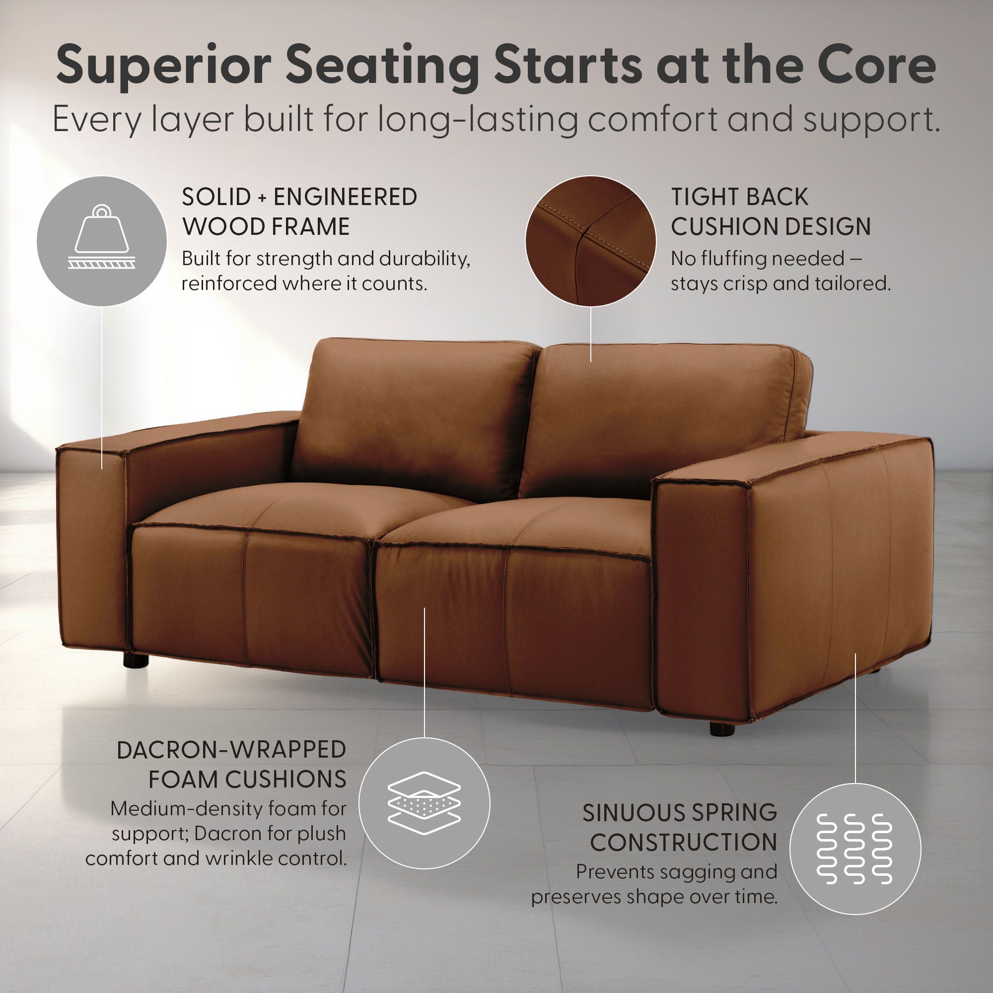 Clayton - Leather Loveseat With Track Arms