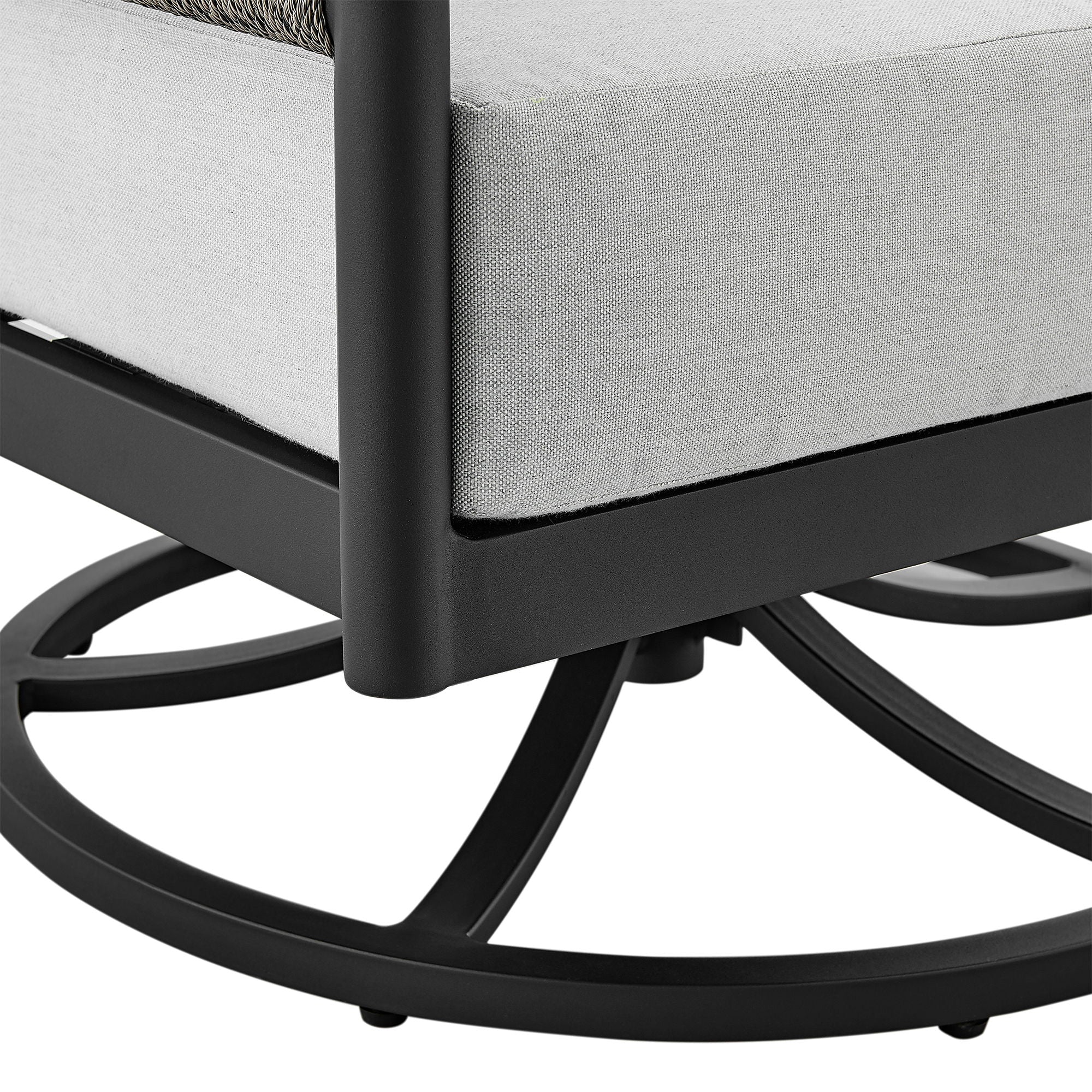 Felicia - And Argiope 3 Piece Patio Outdoor Swivel Seating Set - Black Aluminum With Gray Rope And Cushions