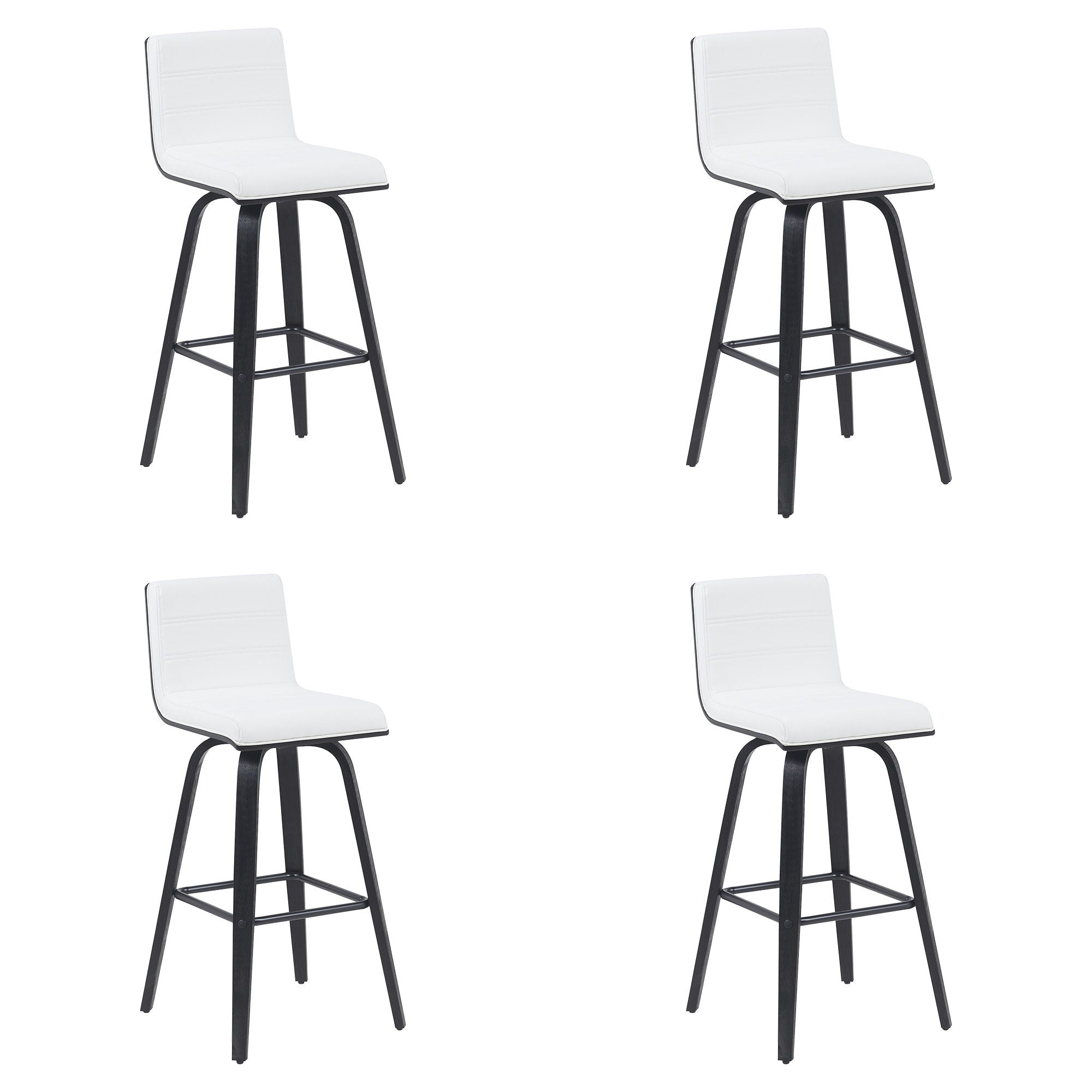 Vienna - Modern Swivel Bar Height Stool - Black Brushed Wood Frame