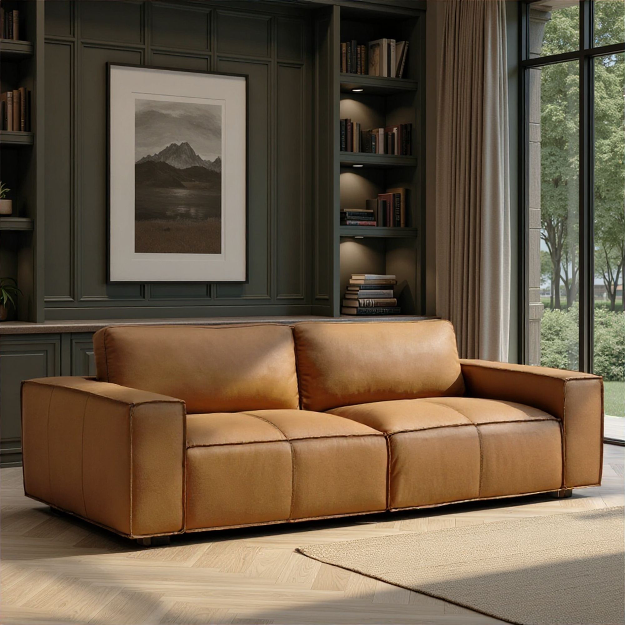 Clayton - Leather Sofa With Track Arms