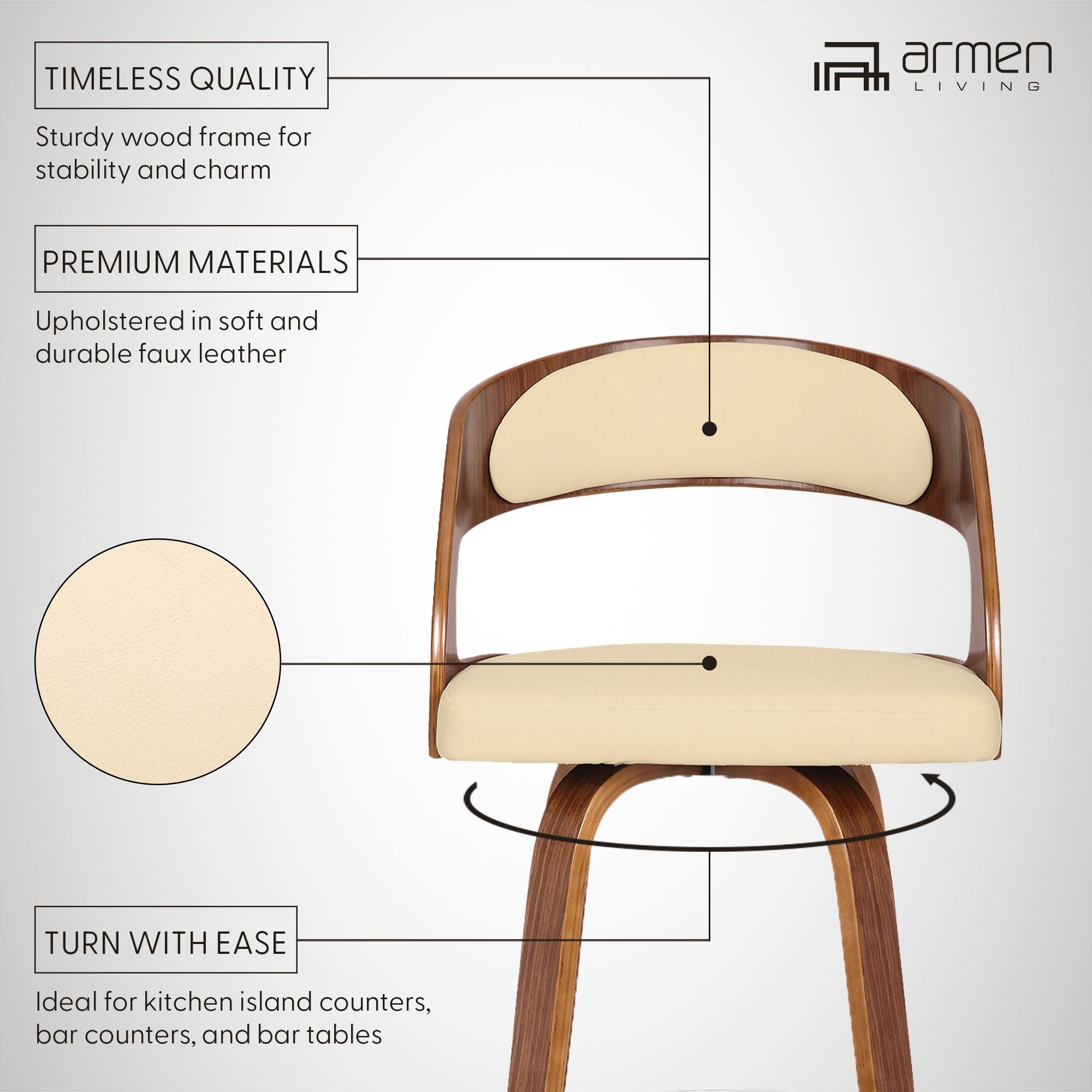 Shelly - 30" Bar Height Swivel Bar Stool