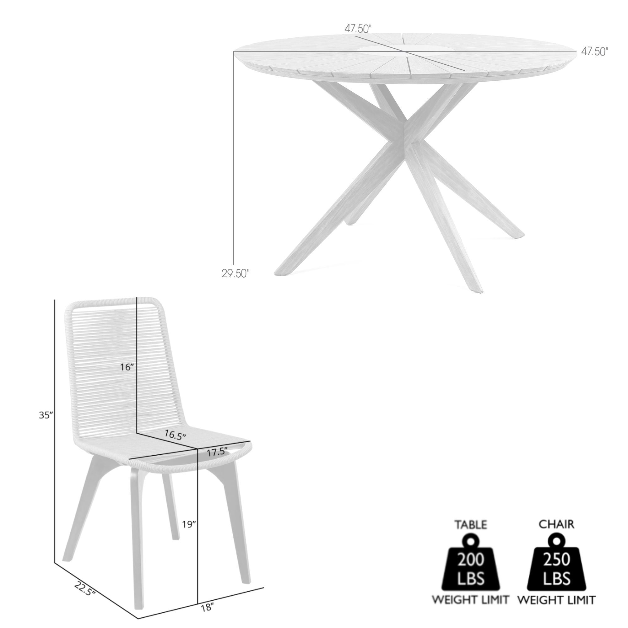 Oasis And Island - Outdoor 5 Piece Dining Set - Light Eucalyptus