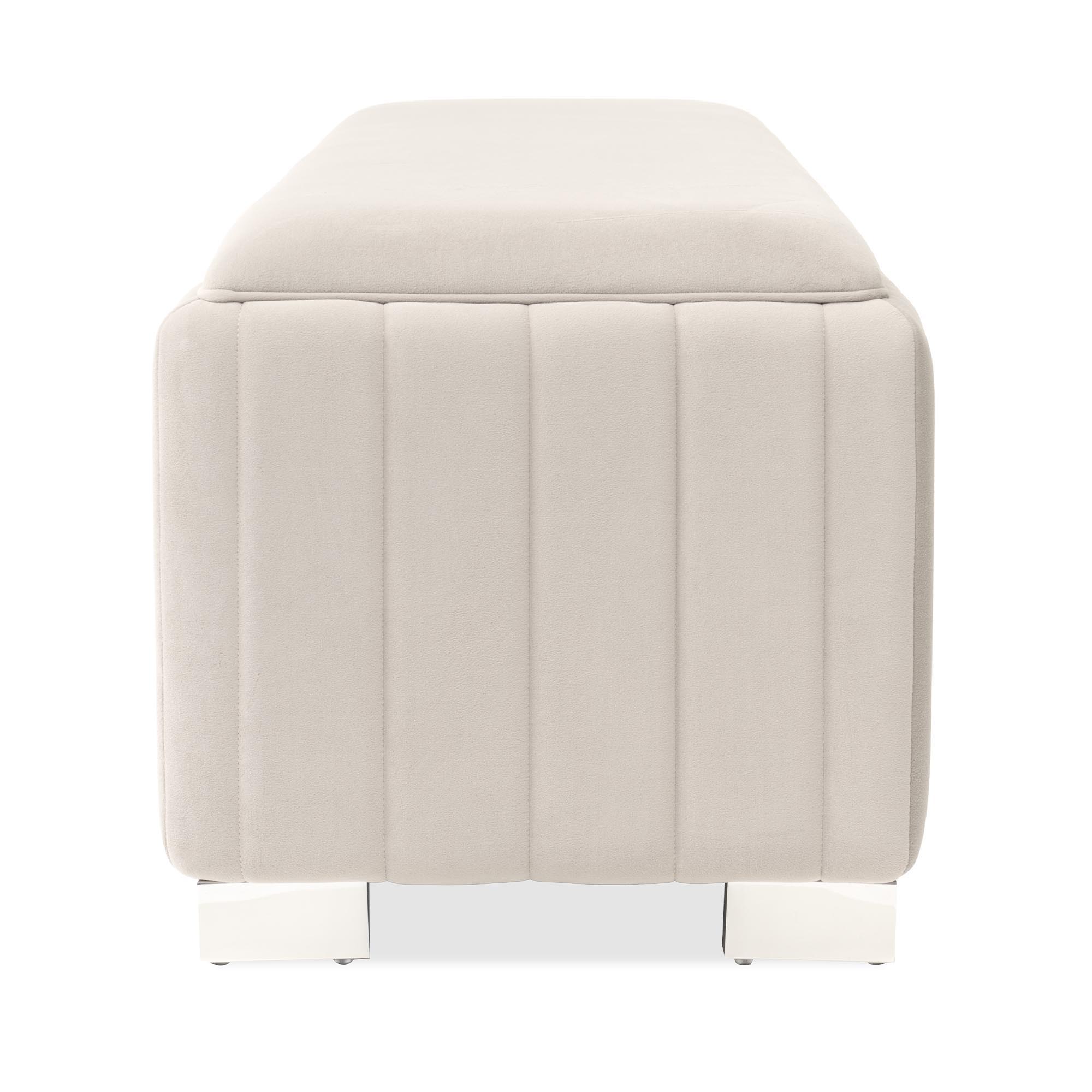 Signature Beds & Benches - Amaryllis Velvet Accent Bench - Taupe / Chrome