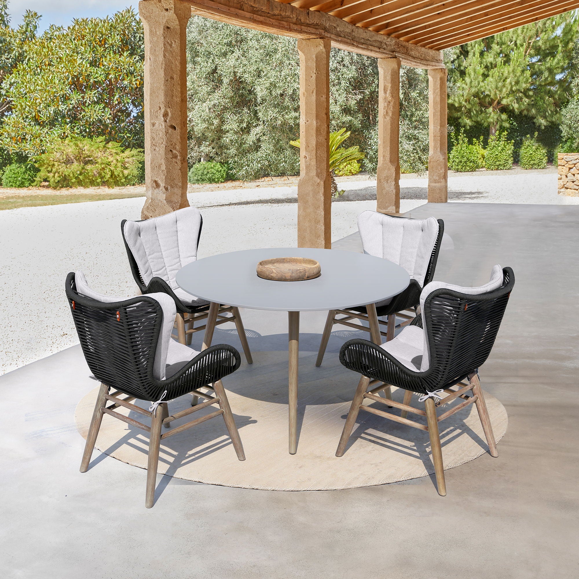 Mateo - Outdoor Patio Dining Chair - Light Eucalyptus / Charcoal