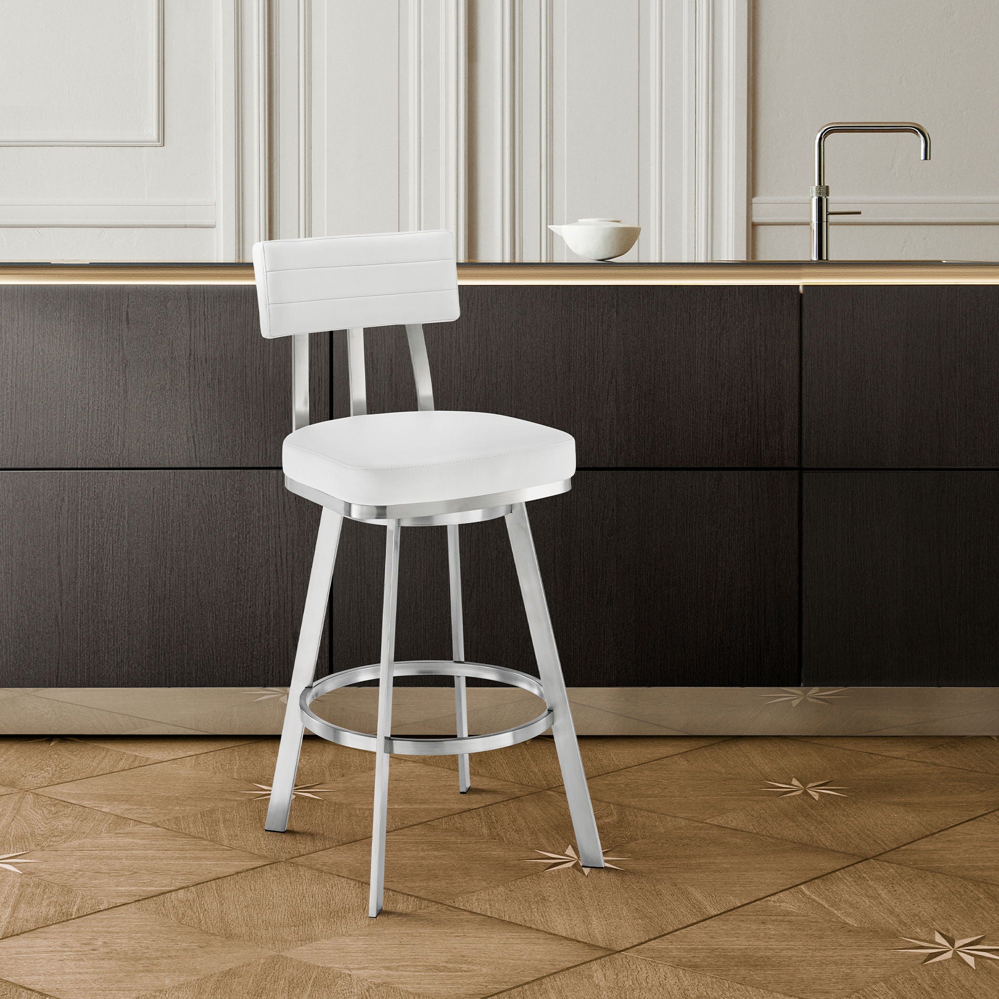 Benjamin - Swivel Stool - Brushed Steel Legs