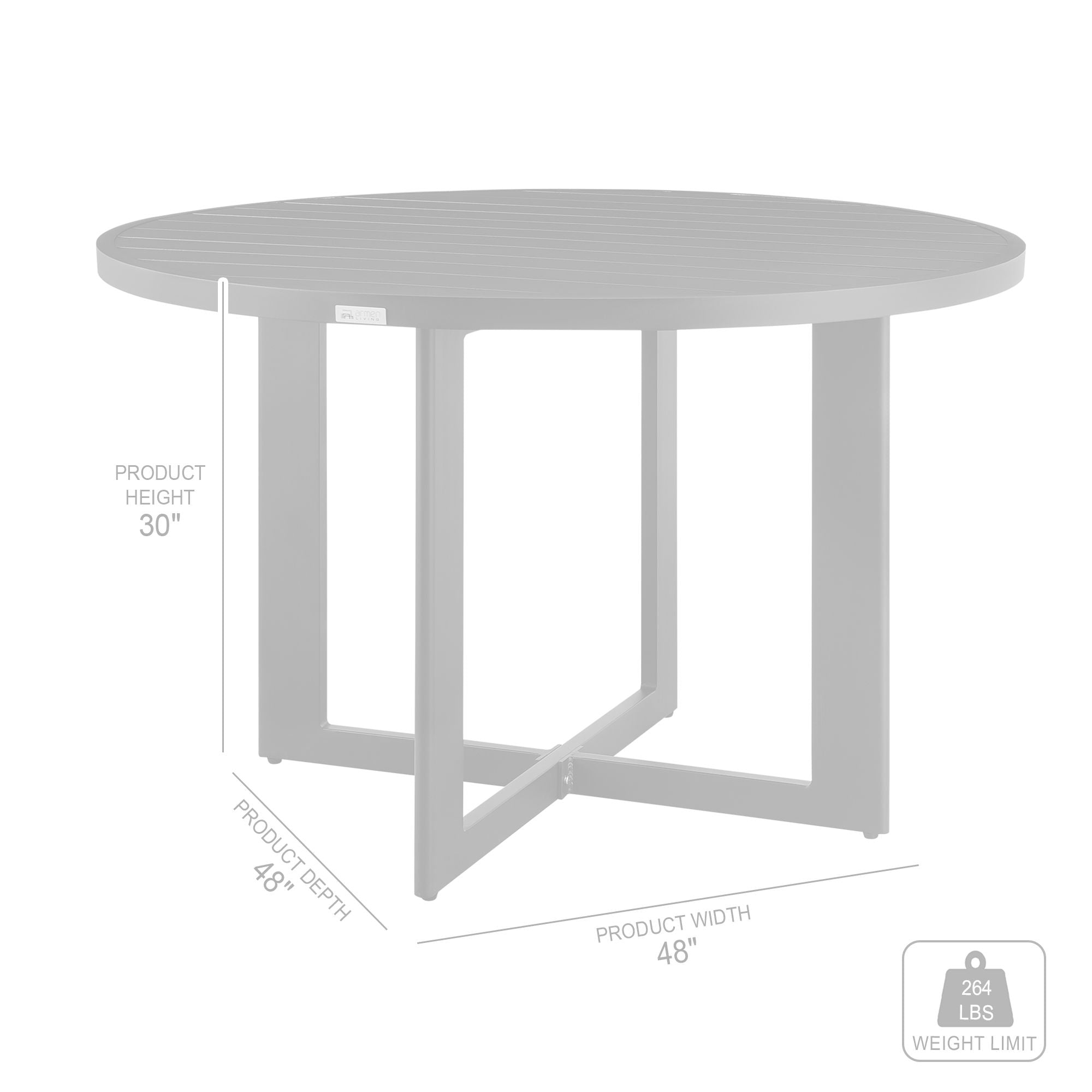 Cayman - Outdoor Patio 5 Piece Round Dining Table Set With Cushions - Gray