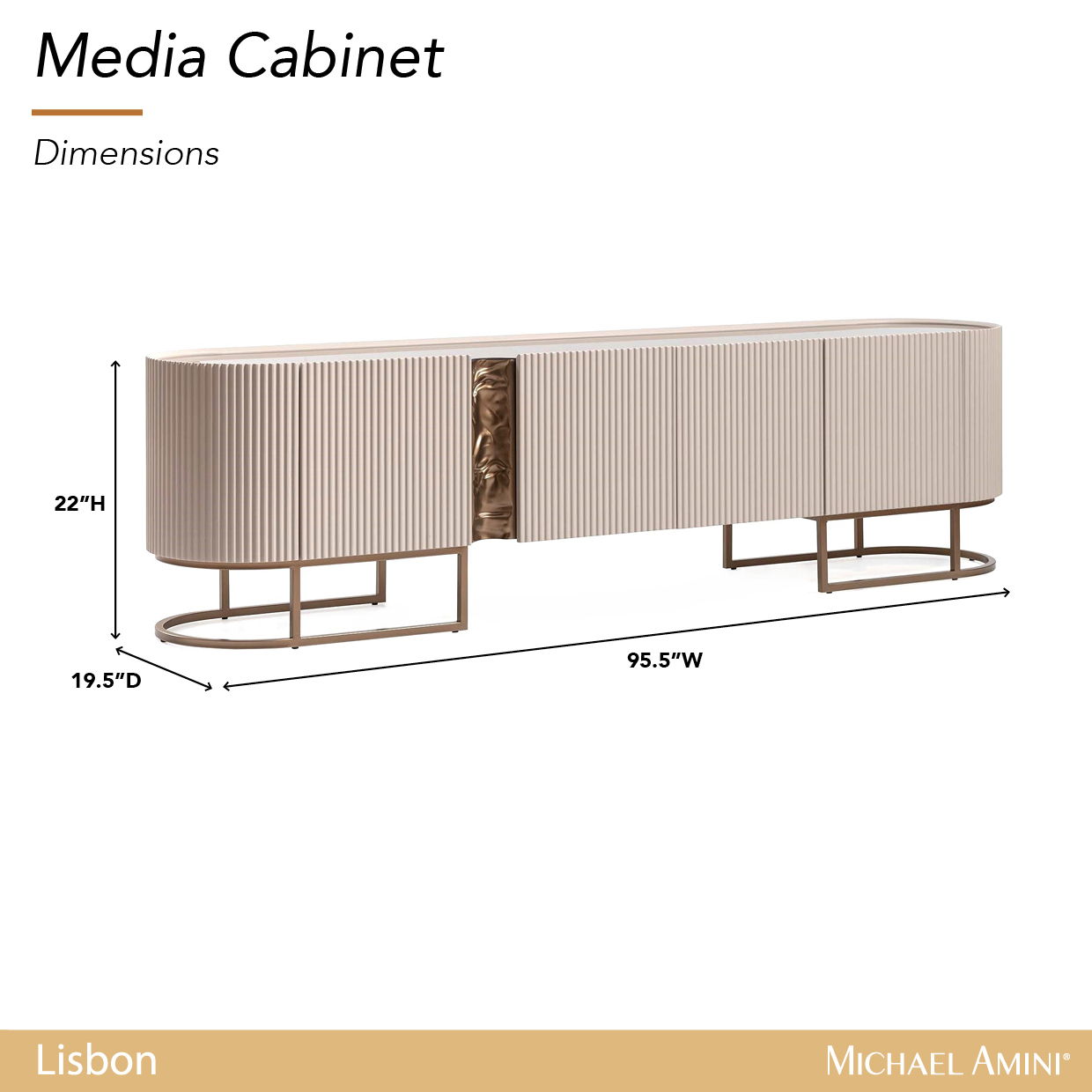 Lisbon - Media Cabinet - Silky Cream / Bronze