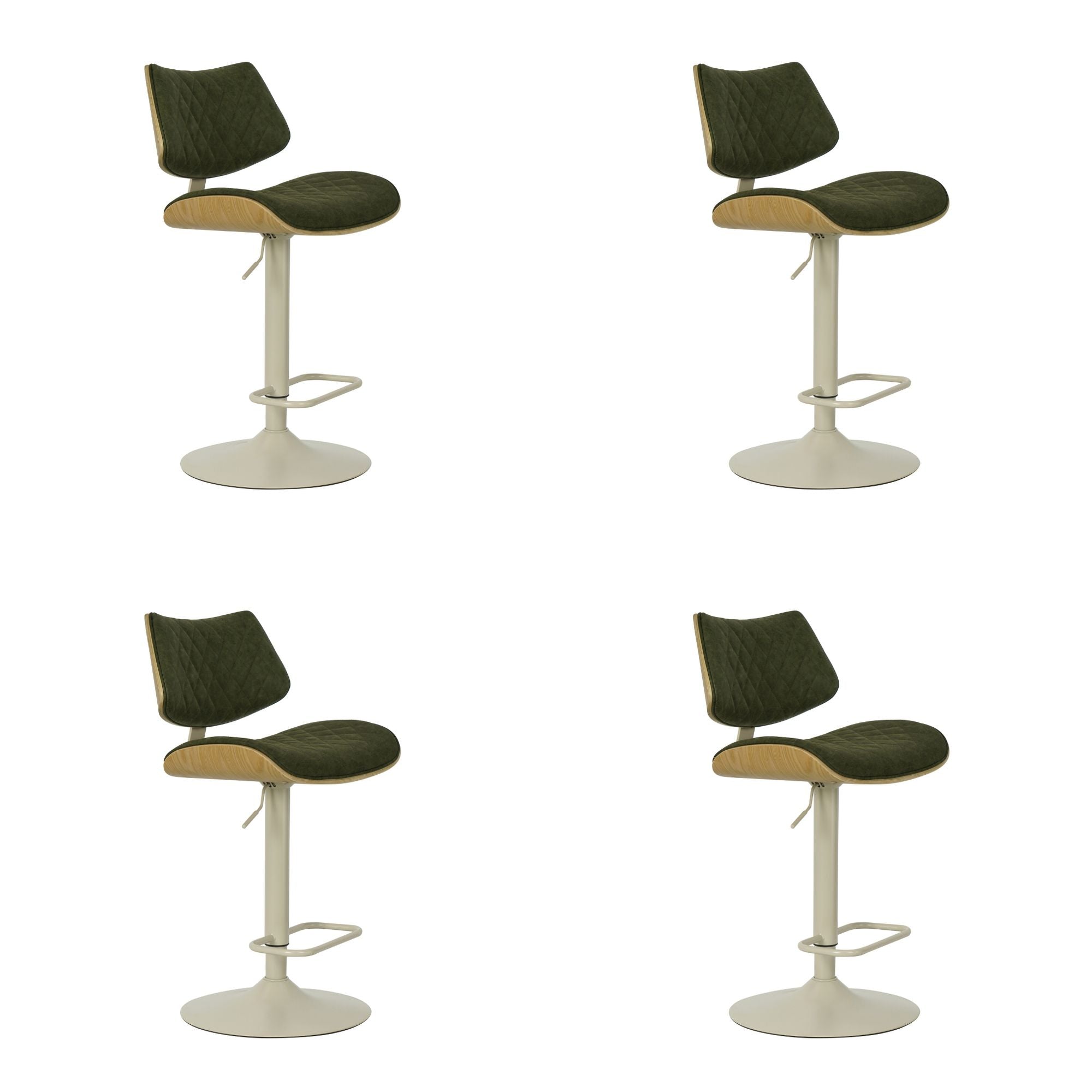 Leland - Adjustable Swivel Curved Back Wood Bar Stool With Faux Leather Seat