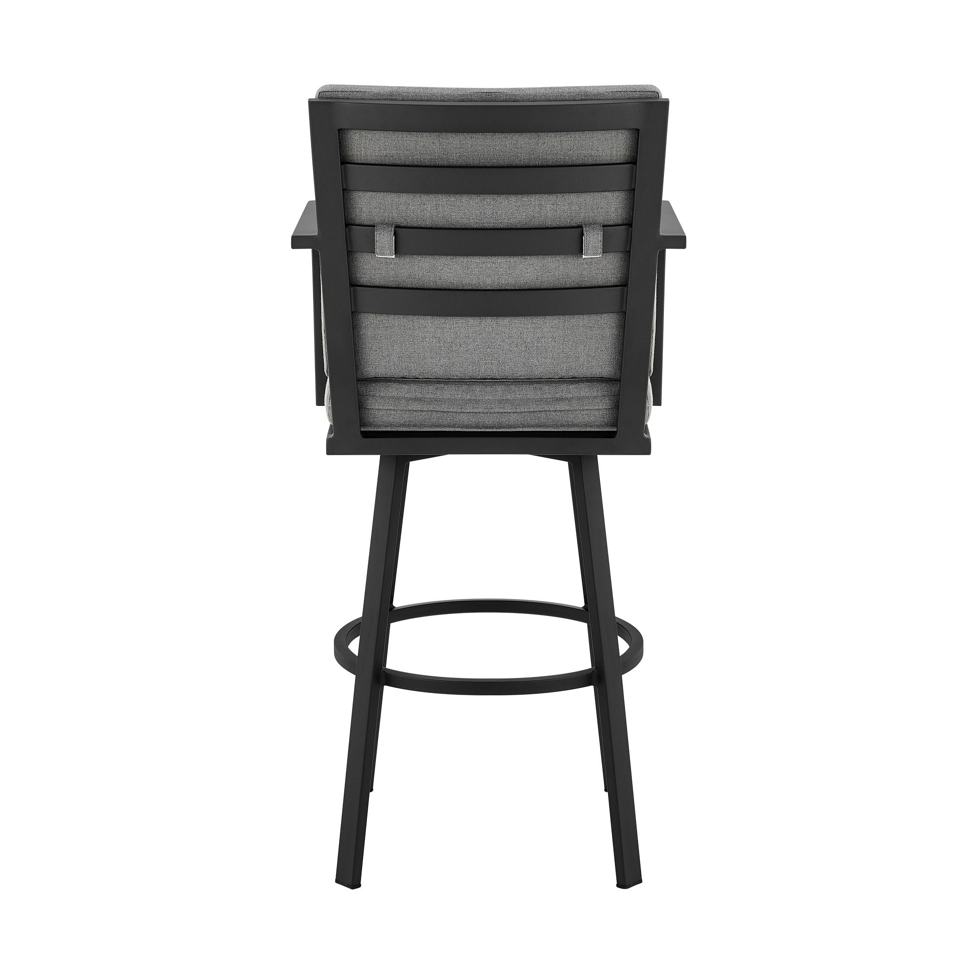 Arnauld - 30" Outdoor Patio Bar Stool With Cushions - Black / Gray