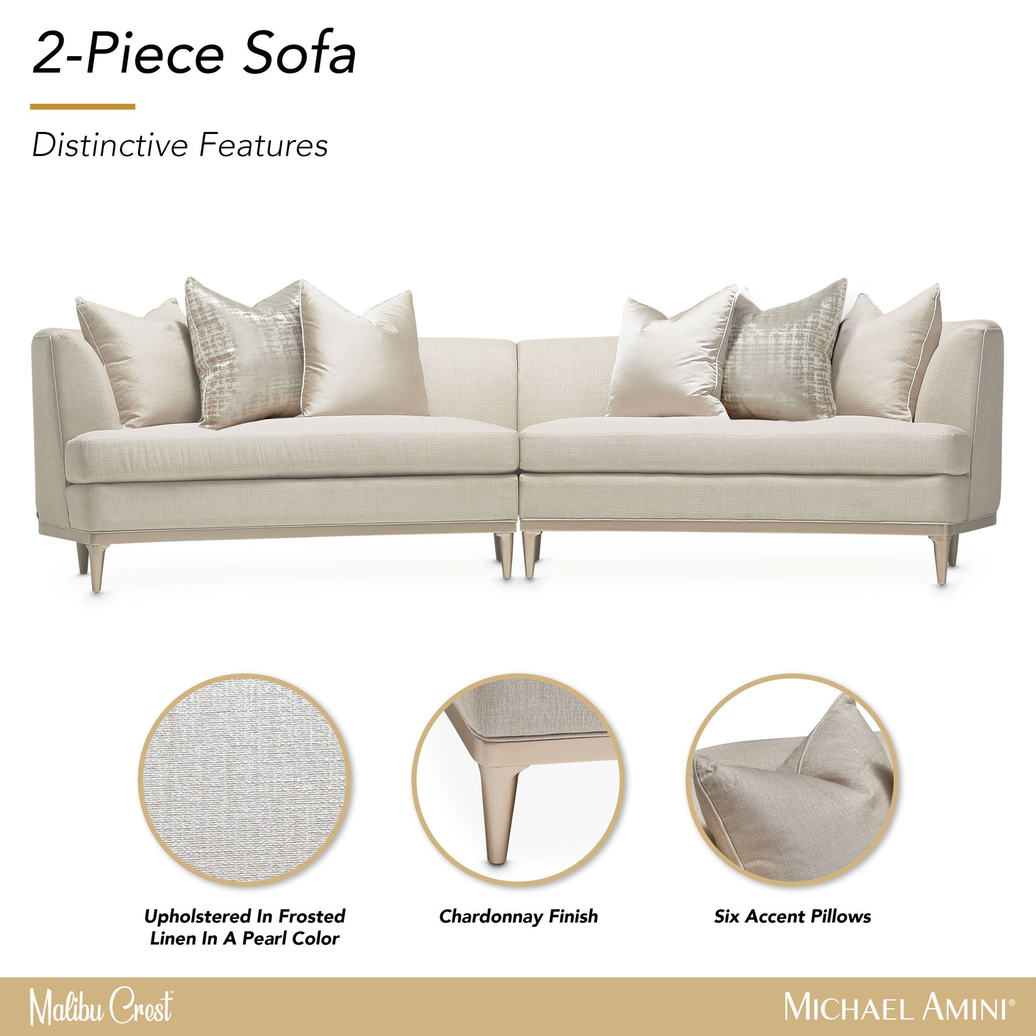 Malibu Crest - 2-Piece Sofa - Pearl / Chardonnay