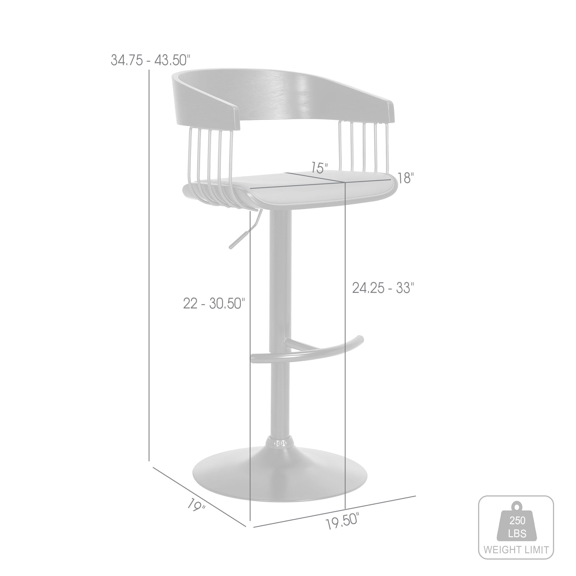 Larisa - Adjustable Black Bar Stool - Black / Golden Bronze
