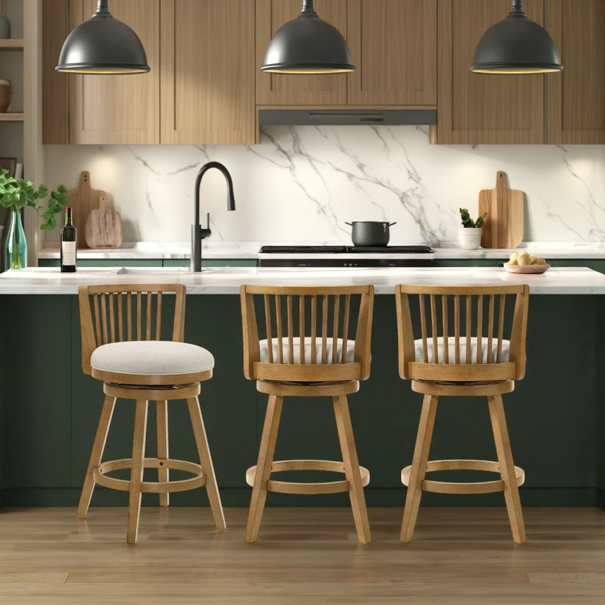 Harper - 26" Amber Glow Counter Height Rubberwood Swivel Barstool
