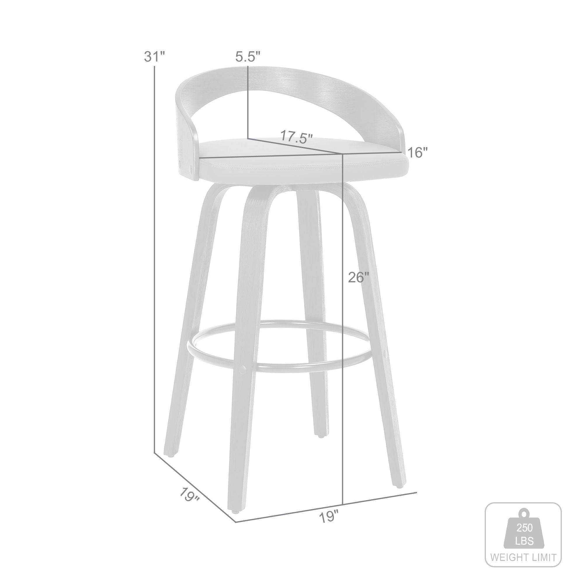 Sonia - 26" Counter Height Swivel Bar Stool - Black Wood
