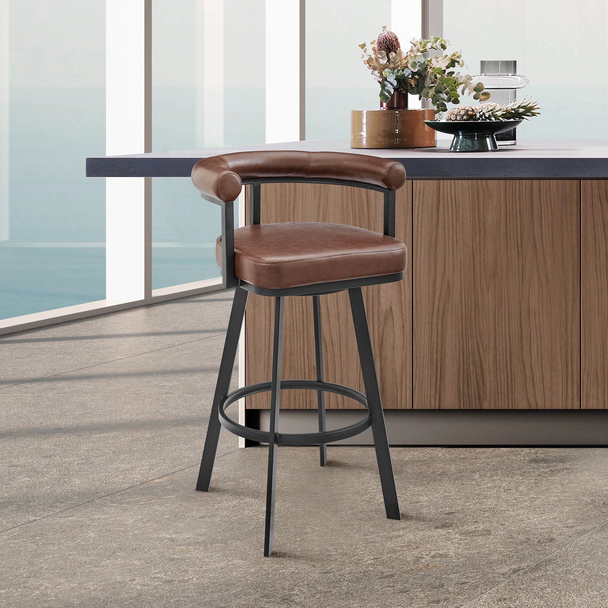 Magnolia - Swivel Stool - Black Metal