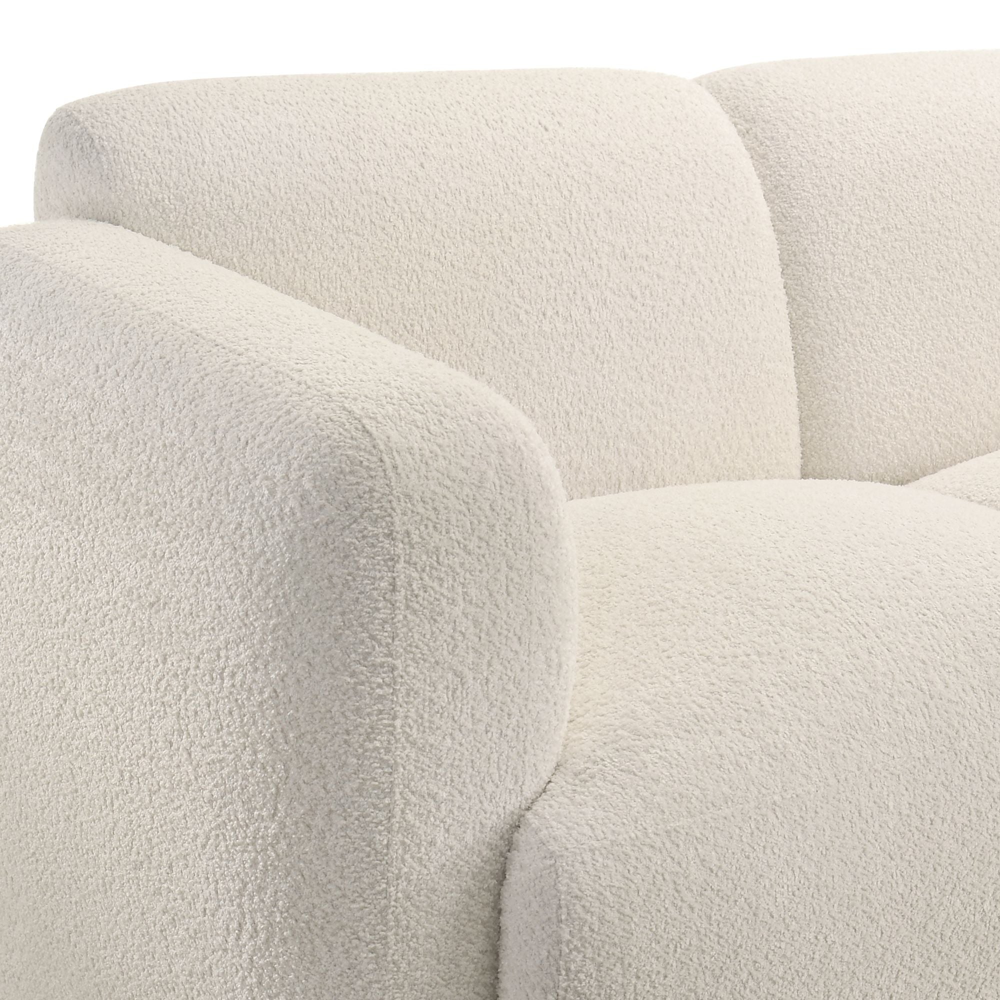Sierra - Boucle Fabric Sofa With Rounded Arms - Ivory