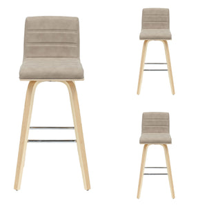 Vienna - 39.5" Swivel Bar Height Square Back Wood Bar Stool With Faux Leather Seat