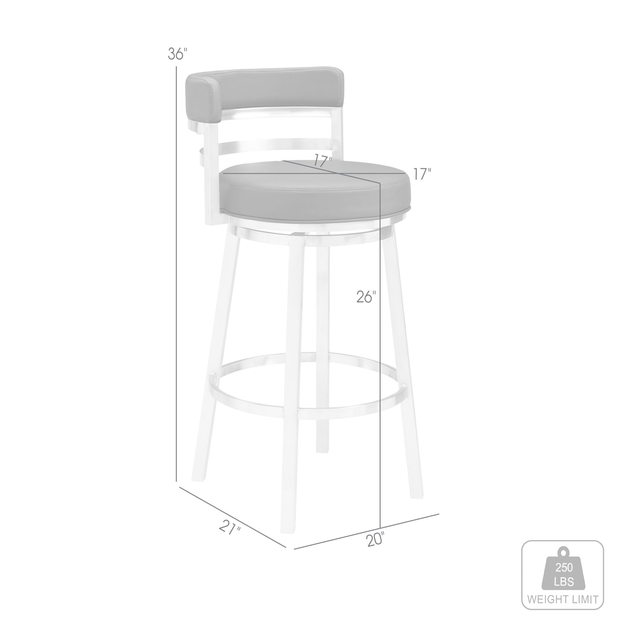 Titana - Swivel Faux Leather And Brushed Stainless Steel Bar Stool