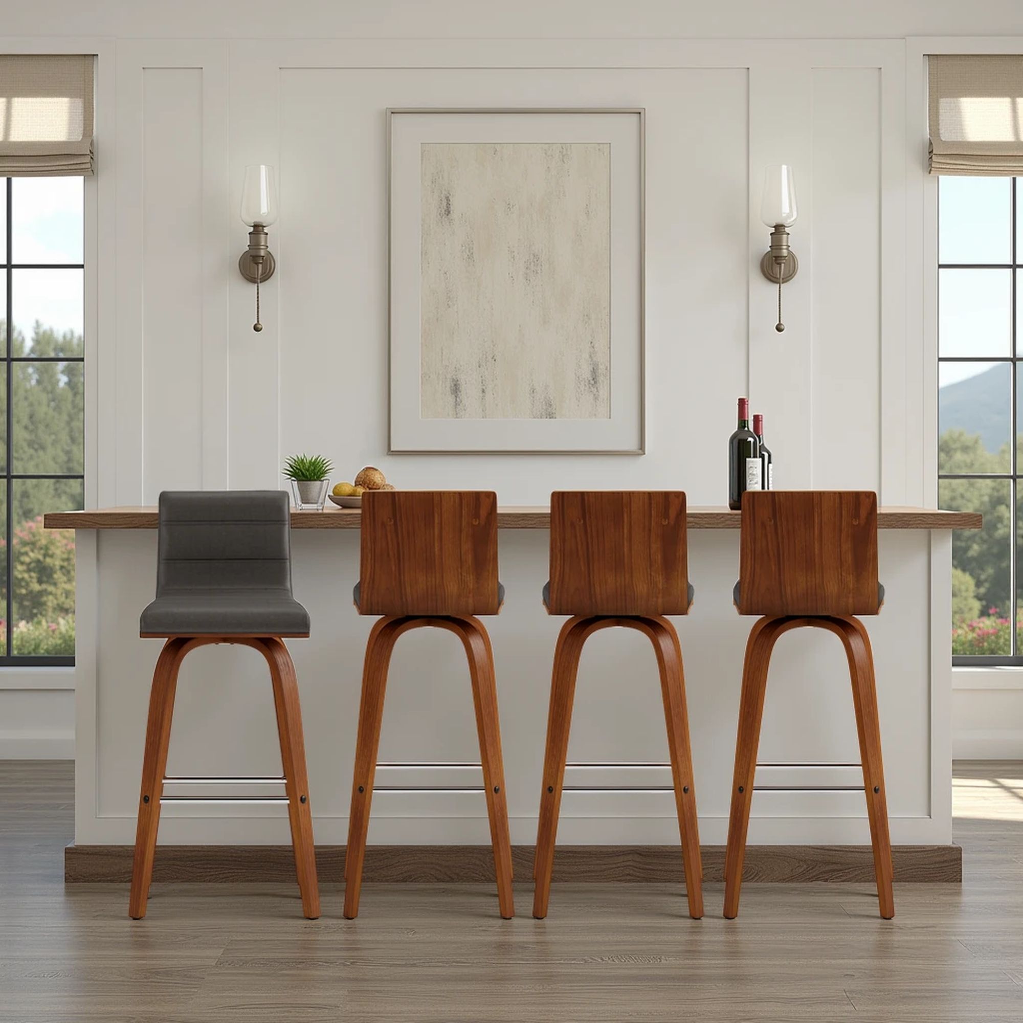 Vienna - 30" Swivel Bar Stool - Walnut Wood