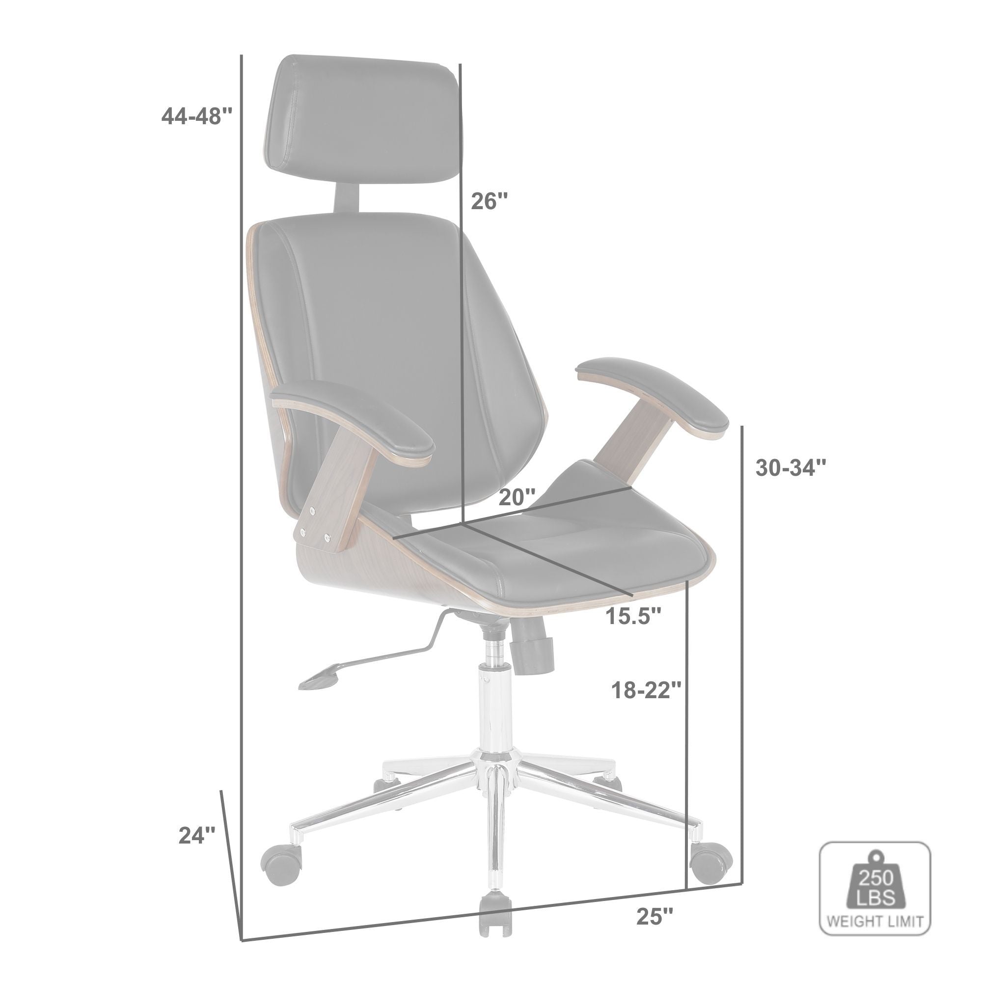 Century - Office Chair Veneer Back With Multifunctional Mechanism - Black / Walnut