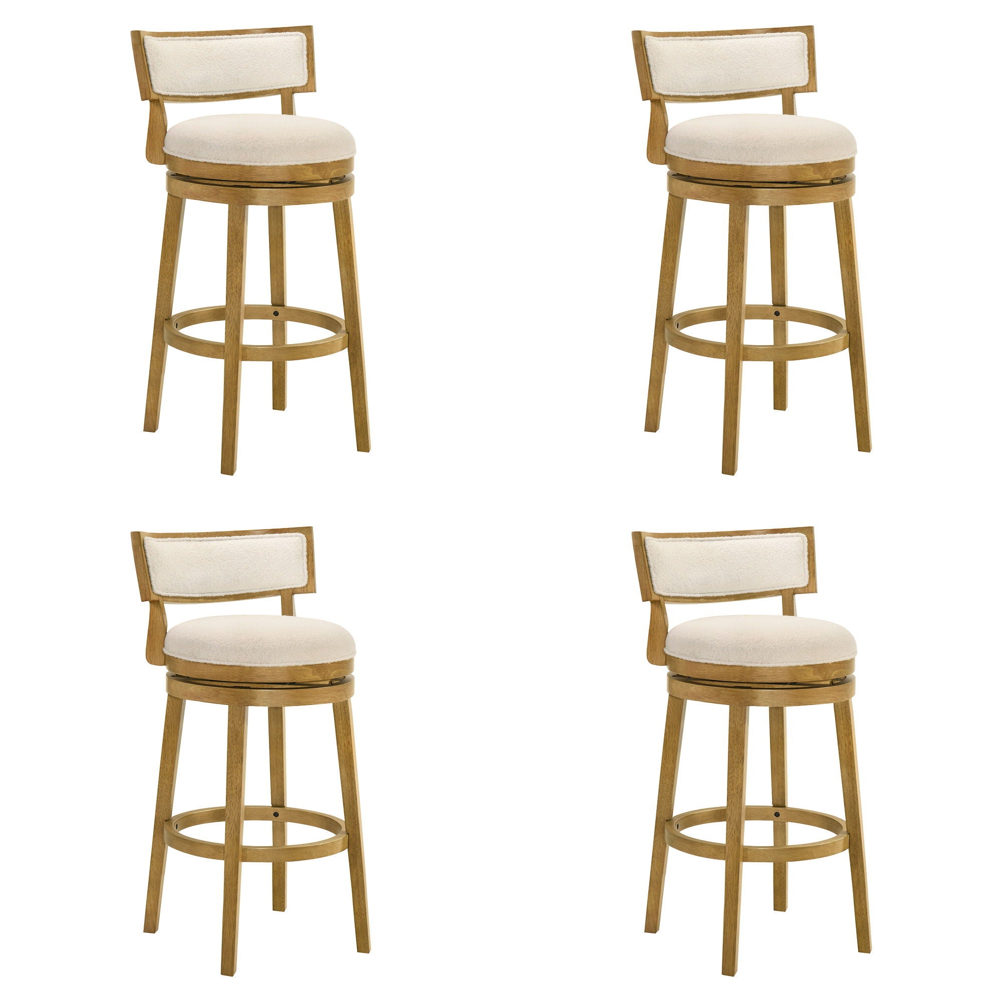 Noely - Modern Farmhouse Swivel Wood Bar Height Kitchen Bar Stool