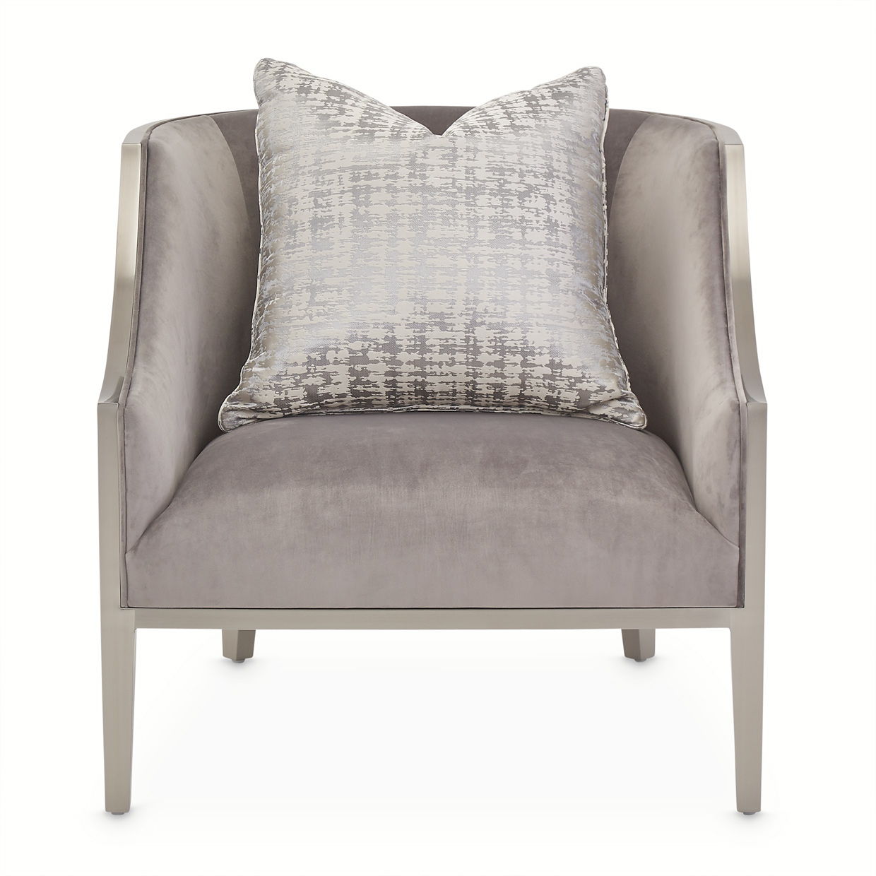 Roxbury Park - Velvet Accent Chair - Gray Pearl / Stainless Steel