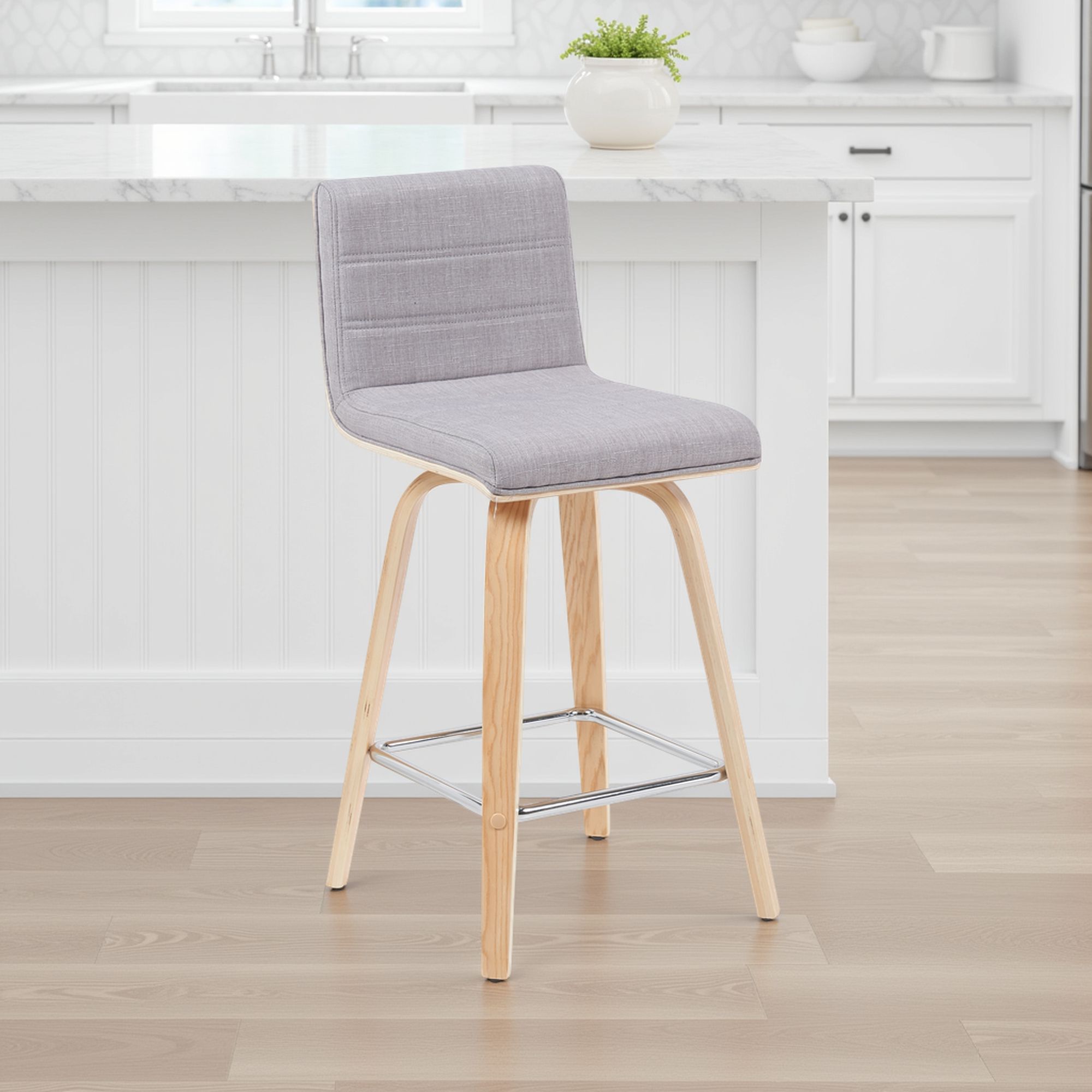 Vienna - Modern Counter Height Swivel Bar Stool - Patterned Oak Wood Frame