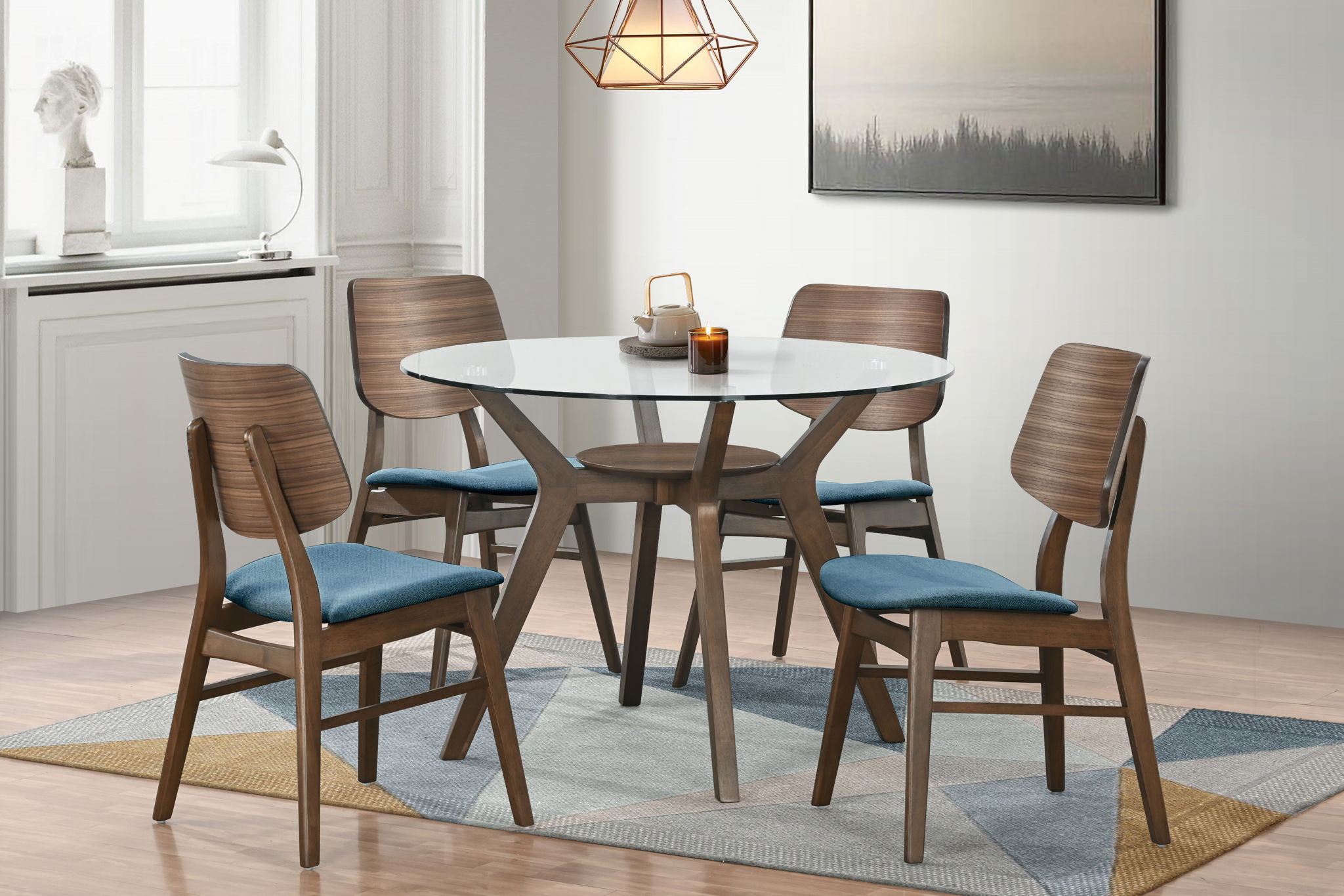 Oscar - Round Glass Dining Table Set
