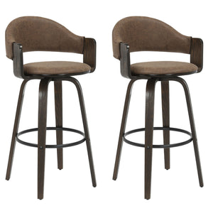 Daxton - Swivel Bar Height Round Back Wood Bar Stool With Faux Leather Seat