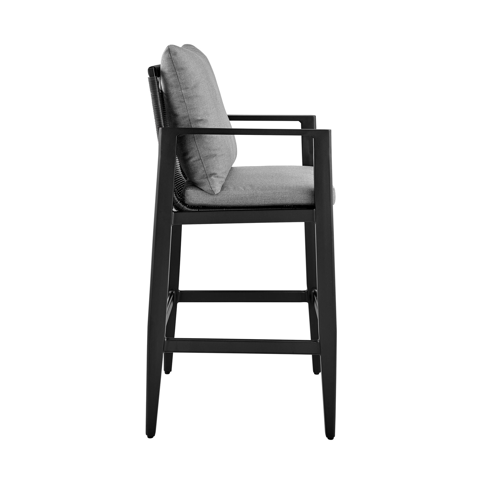 Cayman - Outdoor Patio Counter Height Bar Stool With Cushions - Gray