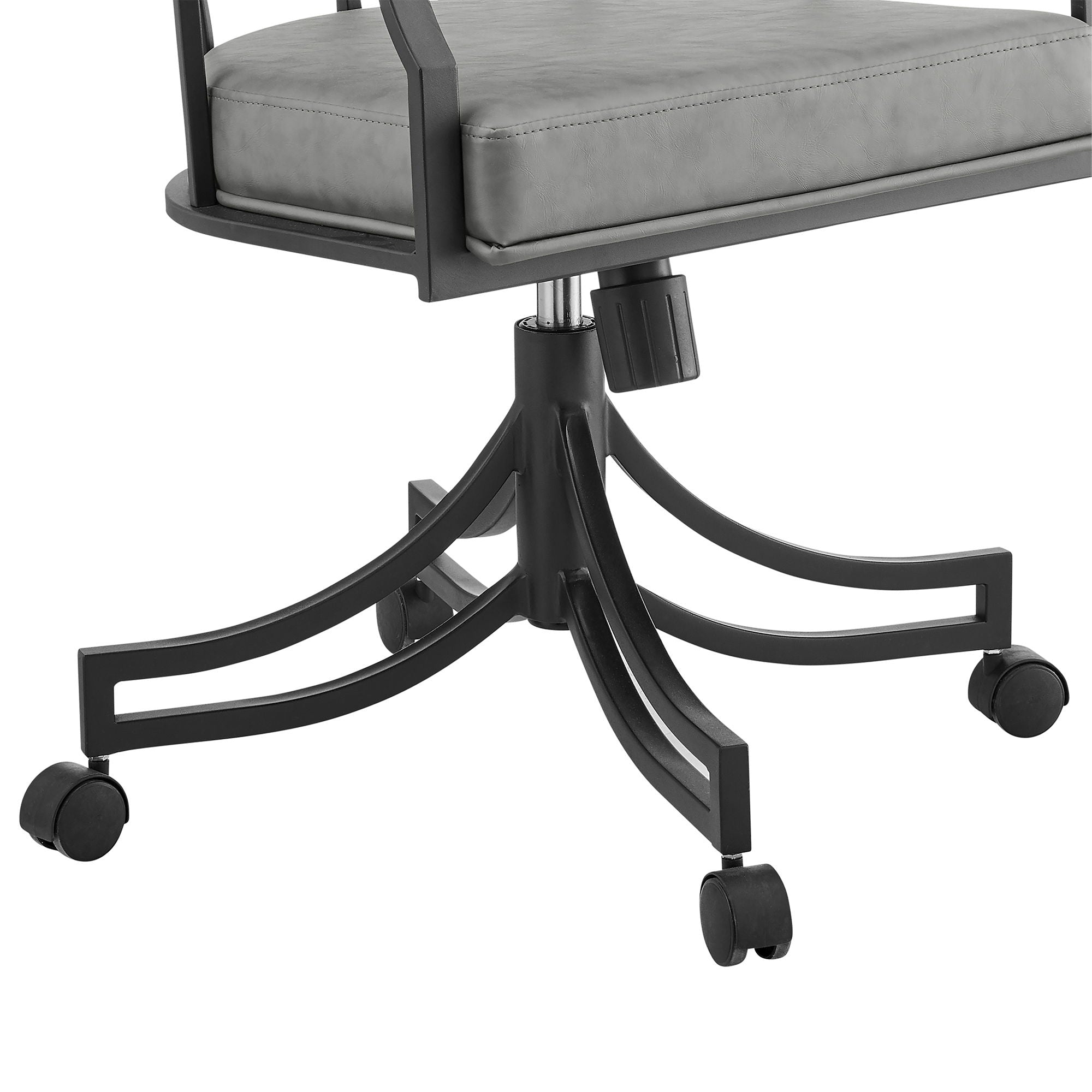 Tibet - Swivel Rolling Dining Chair - Matte Black / Vintage Gray