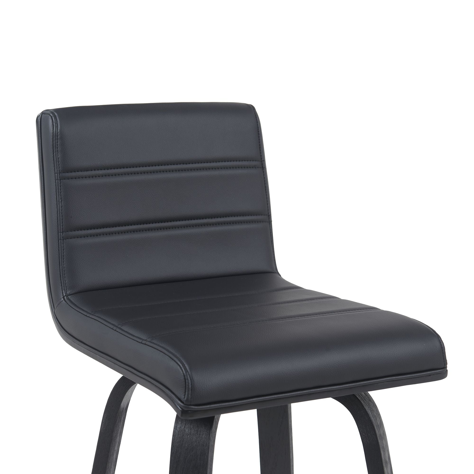 Vienna - Modern Swivel Bar Height Stool - Black Brushed Wood Frame