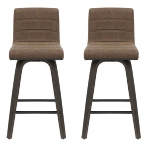 Vienna - 35.5" Swivel Counter Height Square Back Wood Bar Stool With Faux Leather Seat