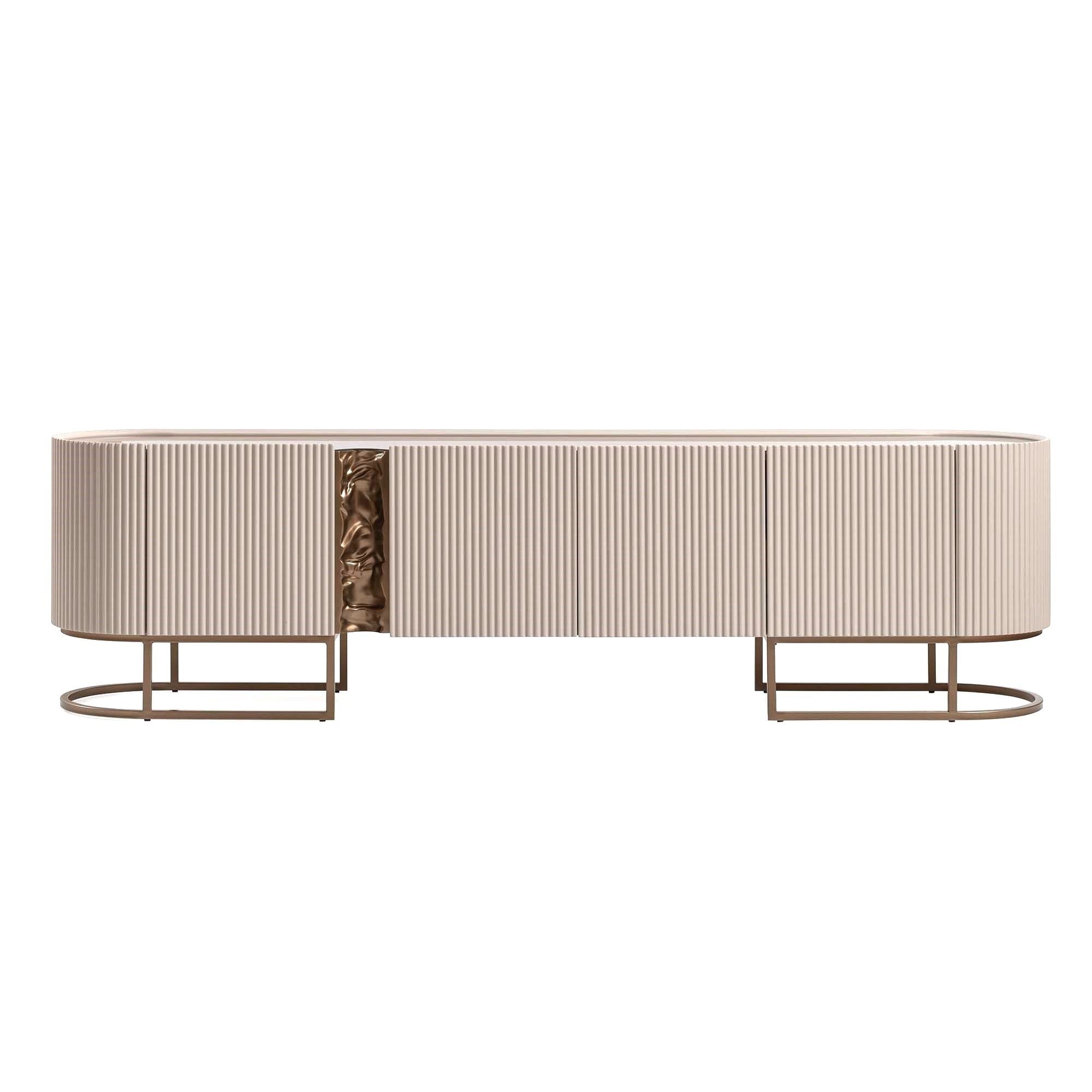 Lisbon - Media Cabinet - Silky Cream / Bronze