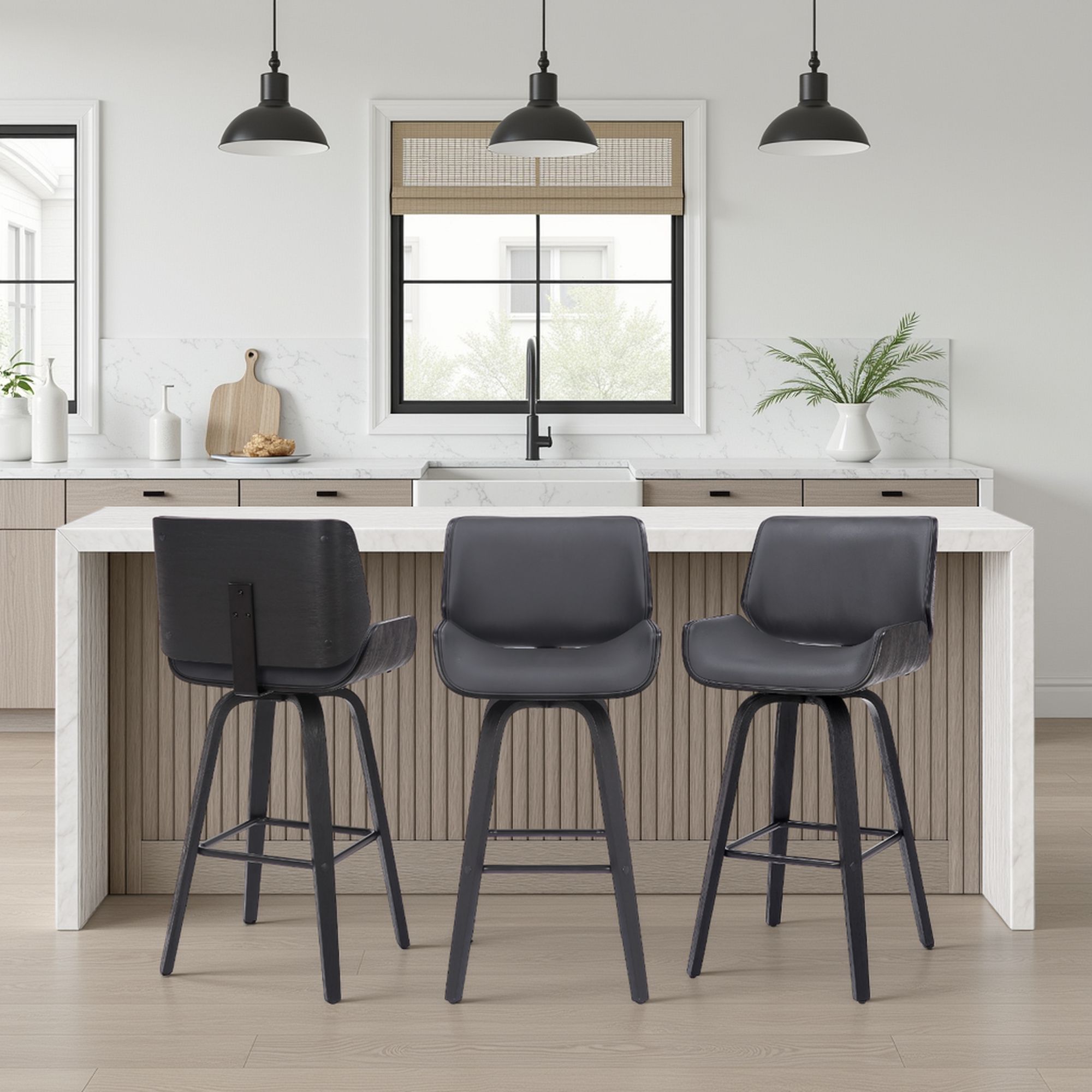 Tyler - 26" Counter Height Swivel Bar Stool With Black Frame