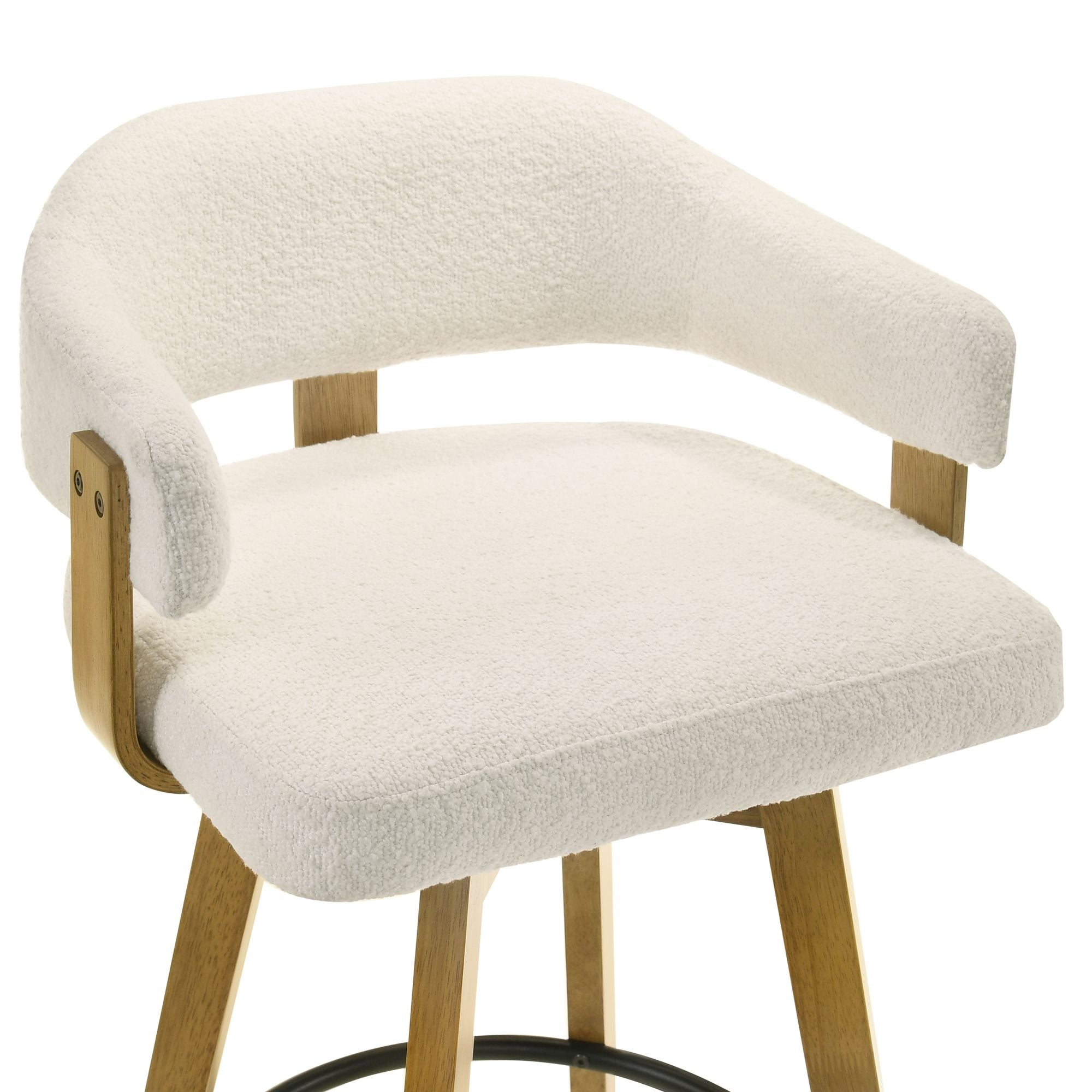 Callah - Contemporary Natural Wood Bar Height Kitchen Bar Stool