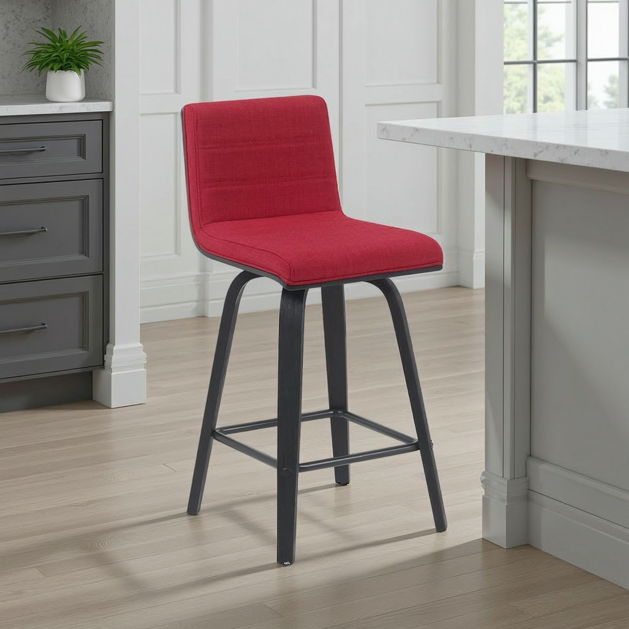 Vienna - Modern Counter Height Swivel Bar Stool - Black Brushed Wood Frame