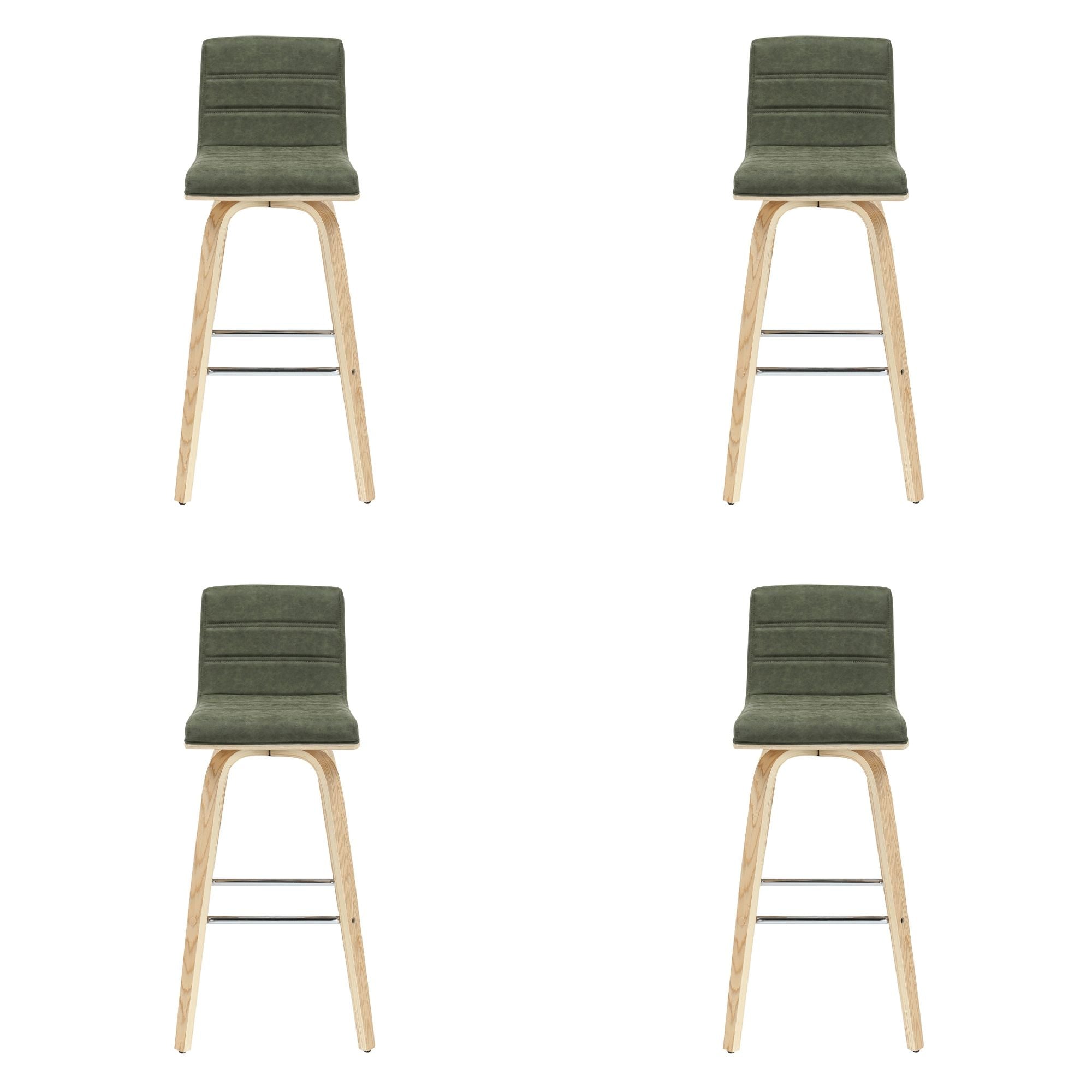 Vienna - 39.5" Swivel Bar Height Square Back Wood Bar Stool With Faux Leather Seat