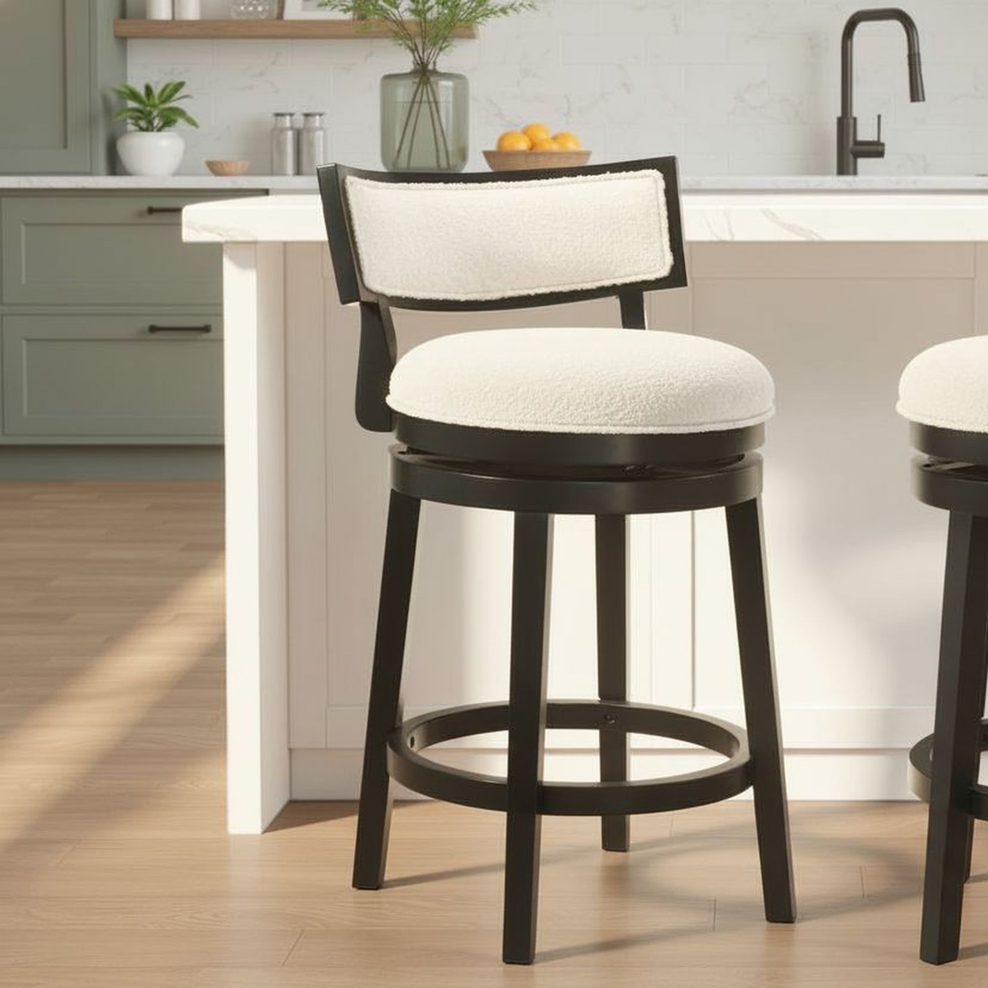 Noely - Modern Farmhouse Swivel Wood Counter Height Kitchen Bar Stool