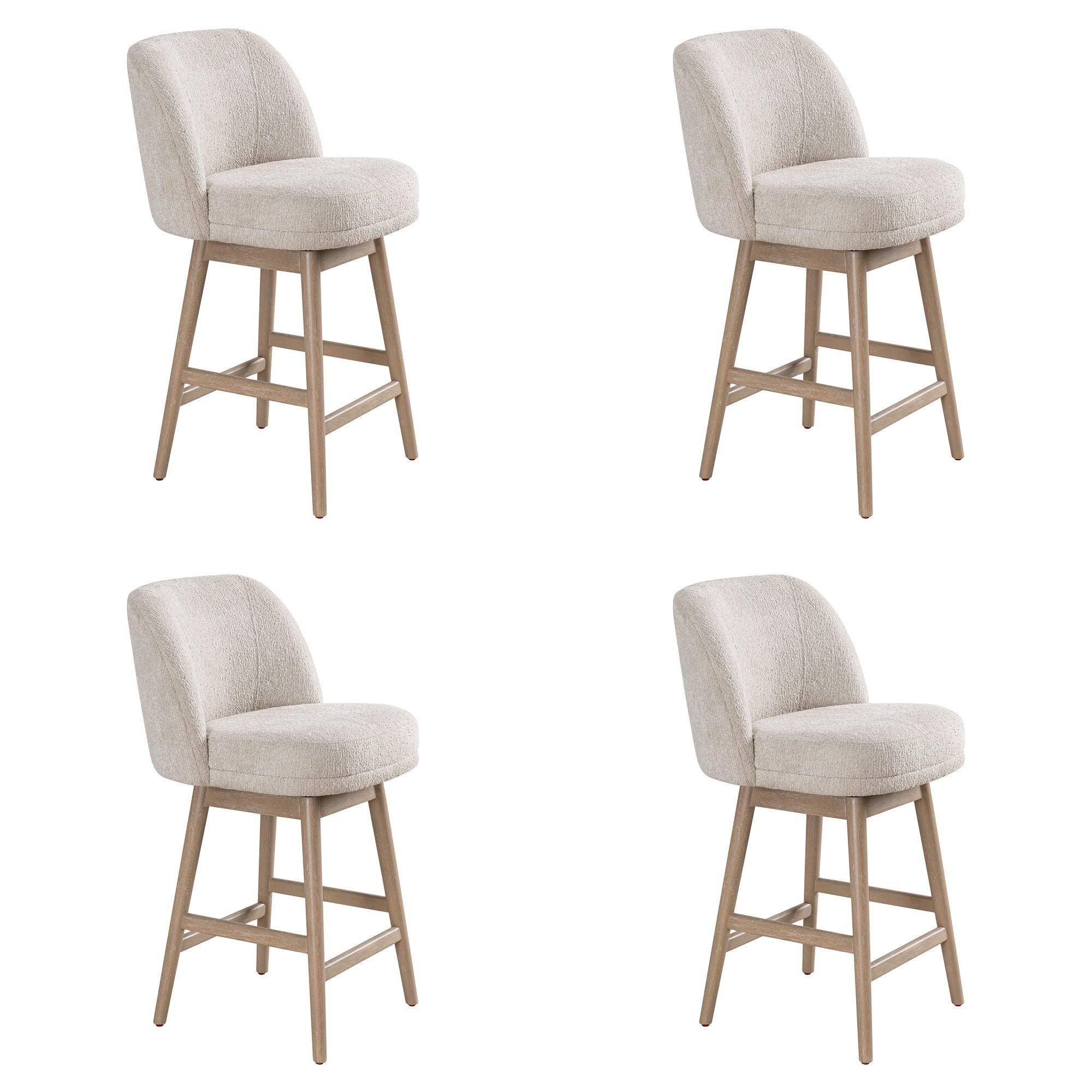 Sadie - Solid Wood Upholstered 26" Counter Height Swivel Barstool