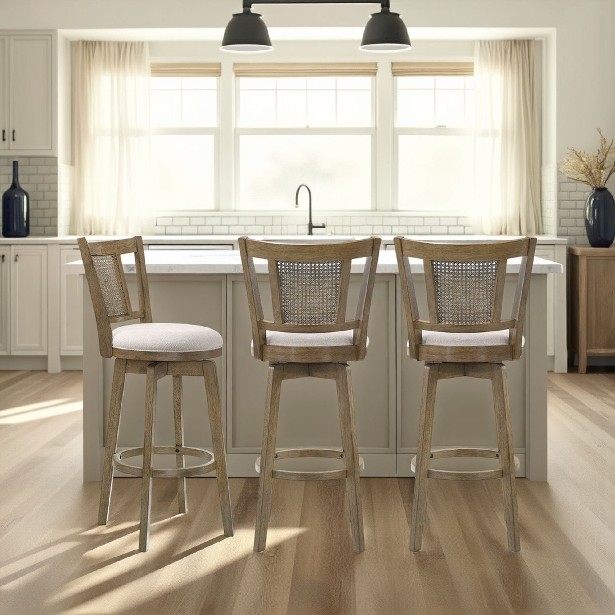 Isla - 26" Putty Brown Counter Height Rubberwood Swivel Barstool