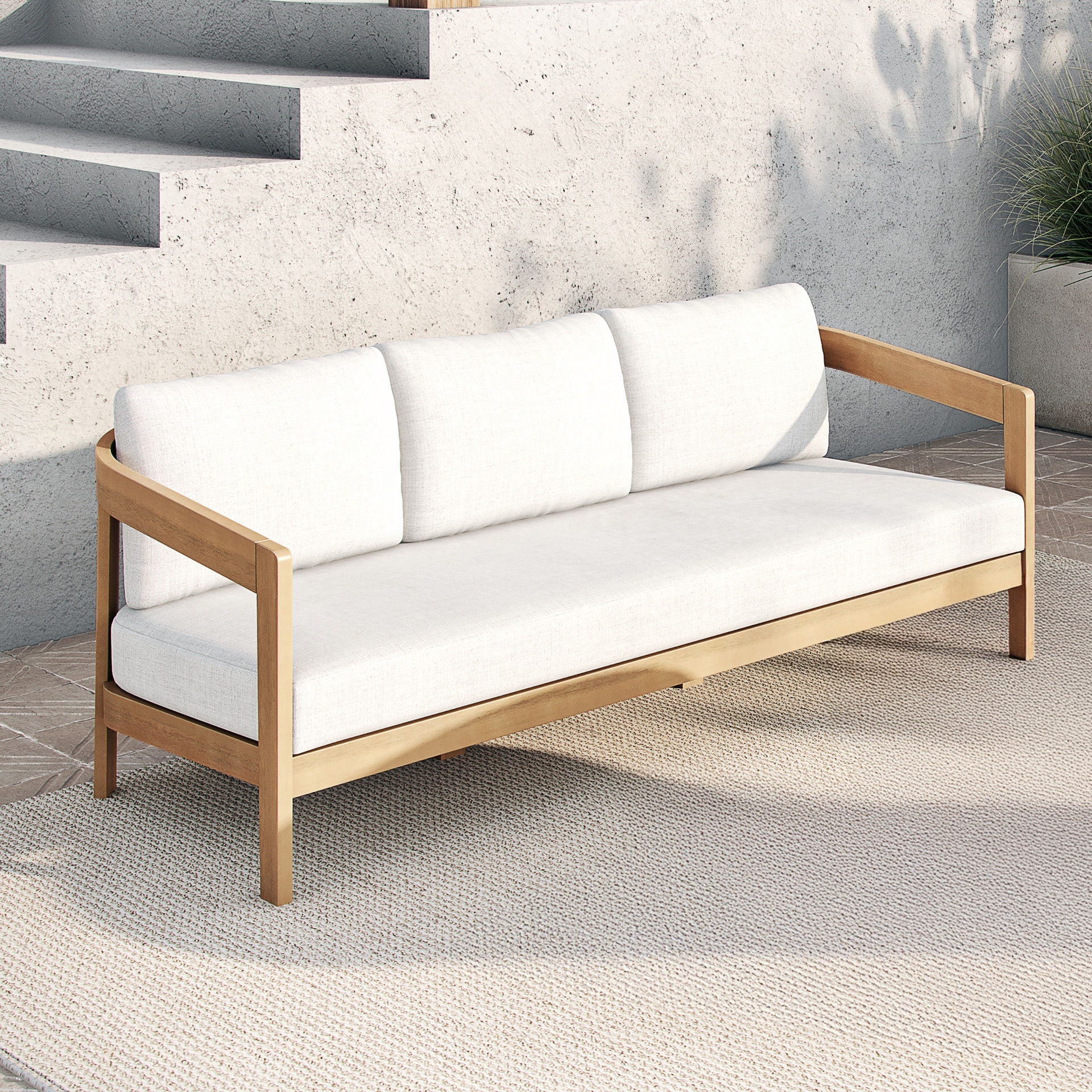 Wesley - Patio Sofa With Cushions - White