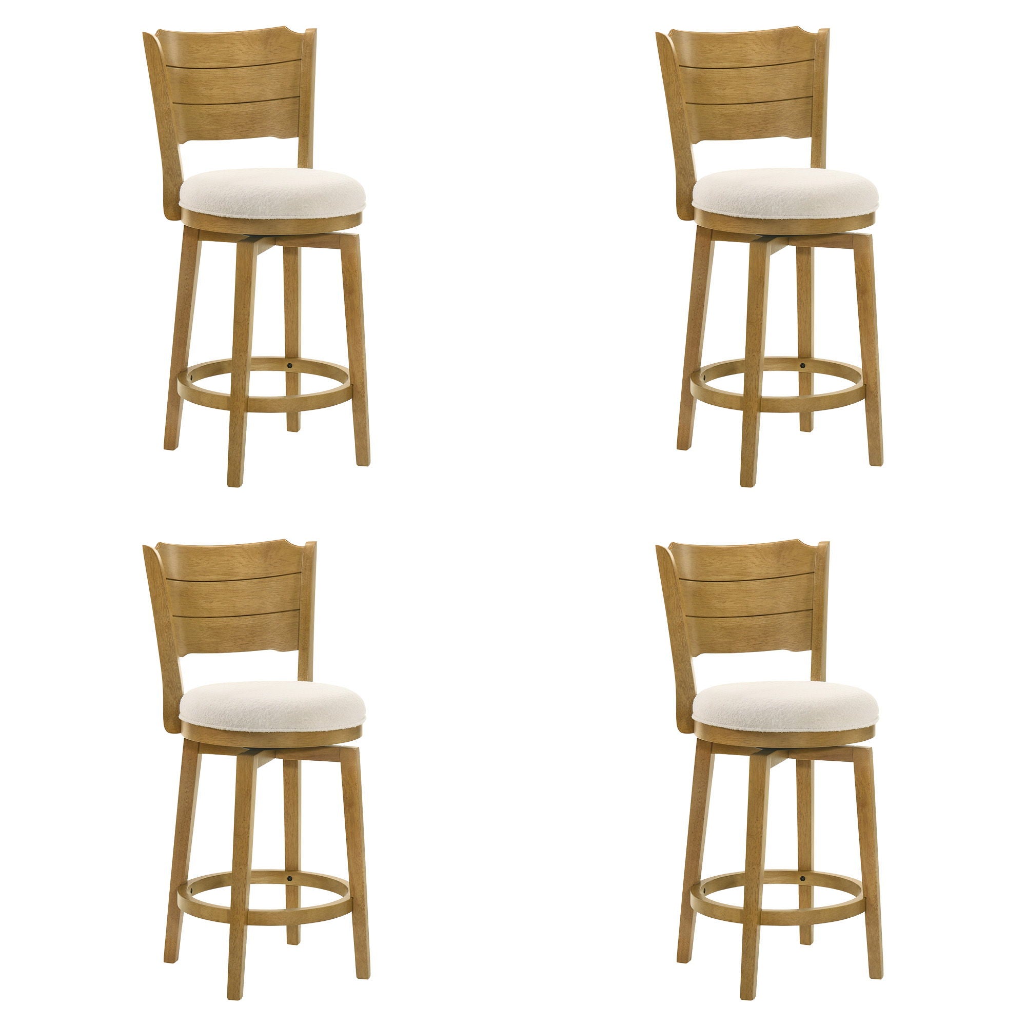 Winsley - Coastal Modern Swivel Wood Counter Height Kitchen Bar Stool