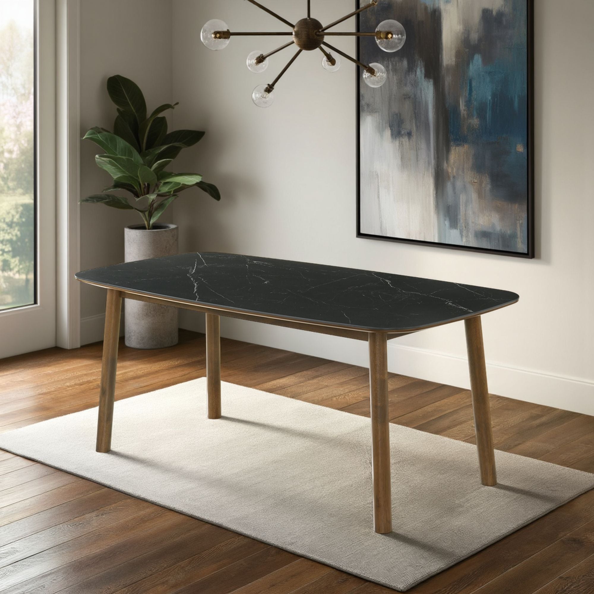 Emorie - Rectangle Wood Dining Table - Black / Walnut
