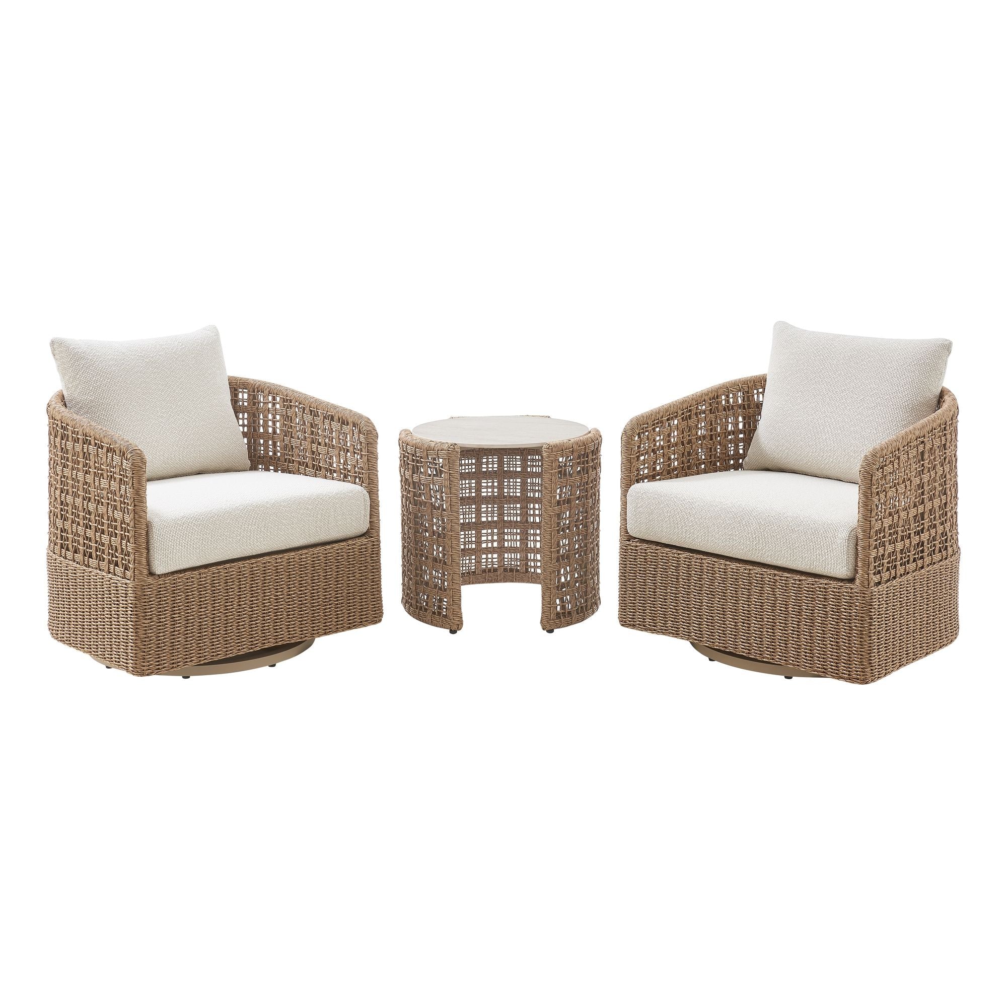 Driftbay - Powder Coated Metal Outdoor Conversation Set With Cushions