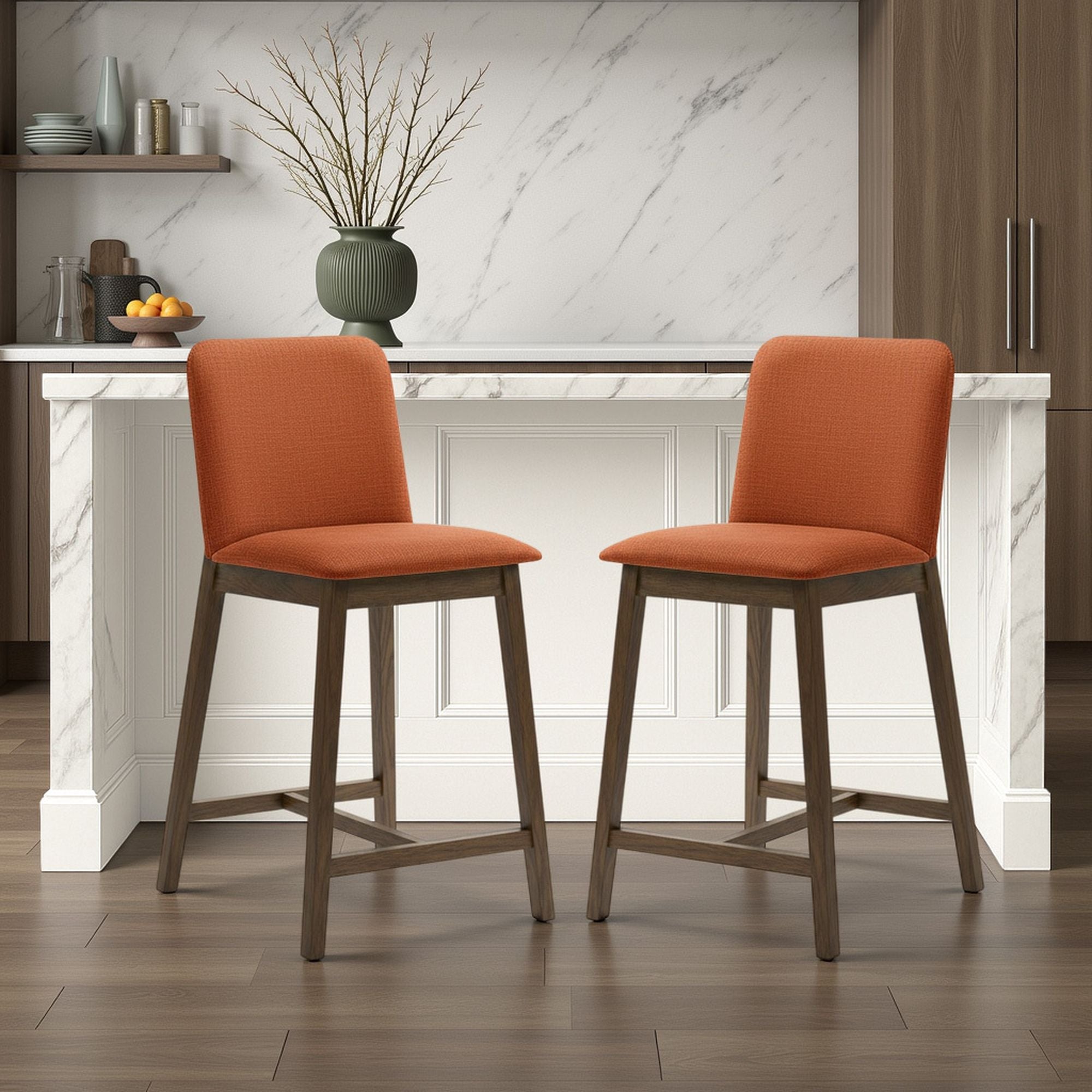Allin - Upholstered Wood Counter Height Barstool