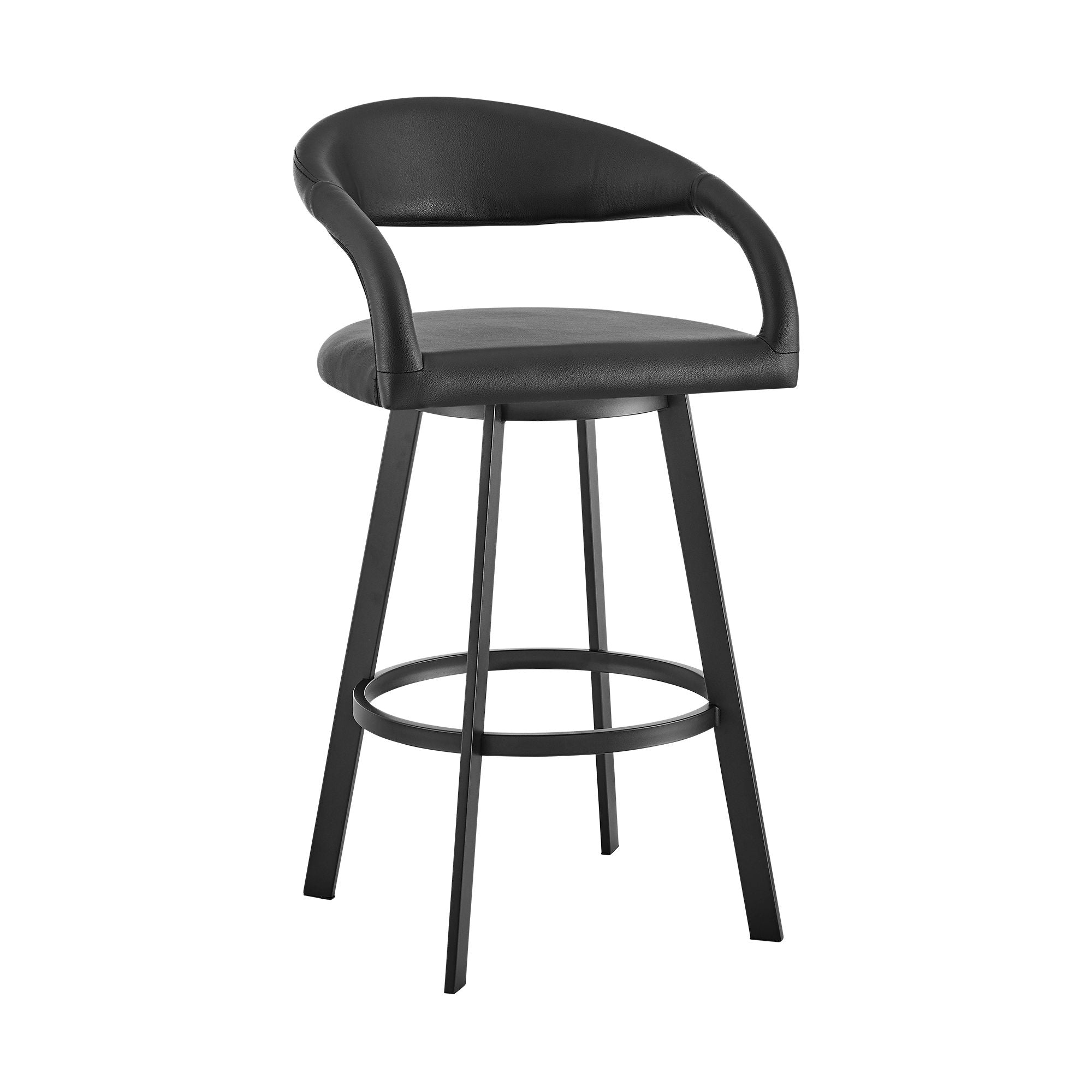 Ramona - 26" Swivel Counter Stool - Matte Black / Black