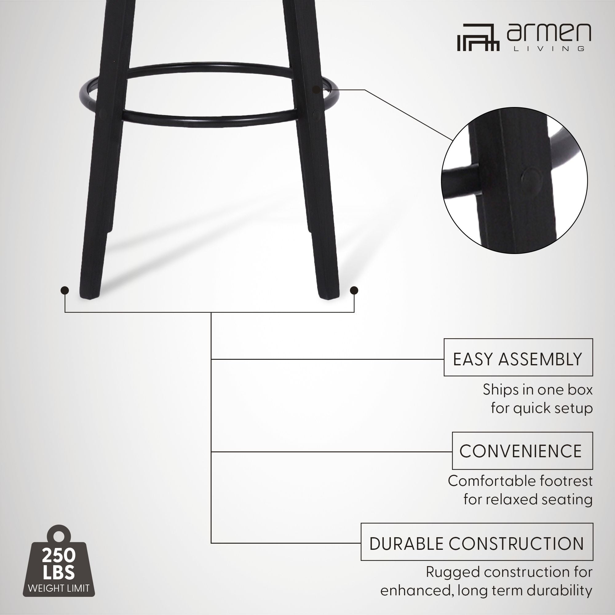 Sonia - 26" Counter Height Swivel Bar Stool - Black Wood